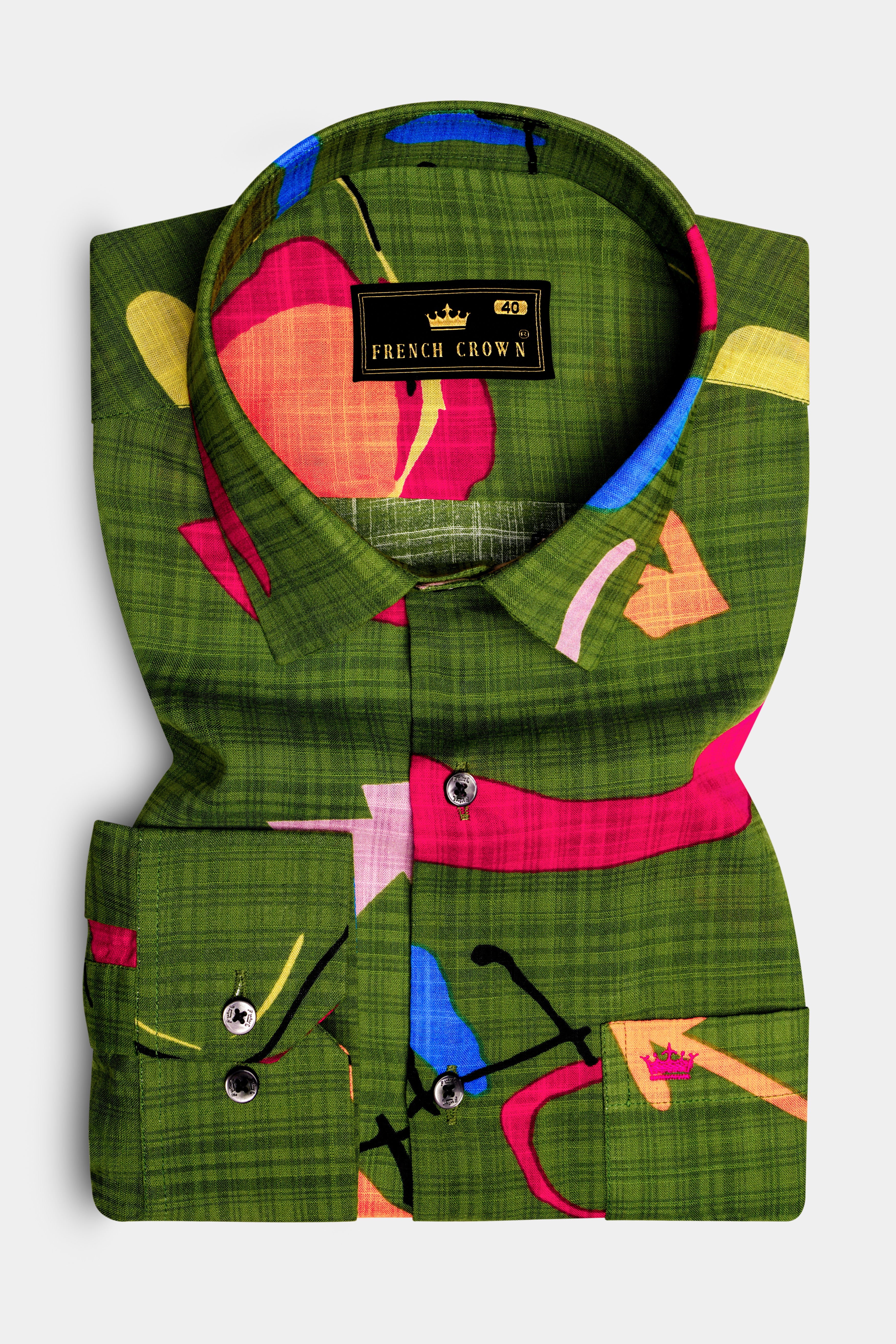 Verdant Vibe-Swamp Green Printed Lightweight Premium Cotton Casual Shirt
