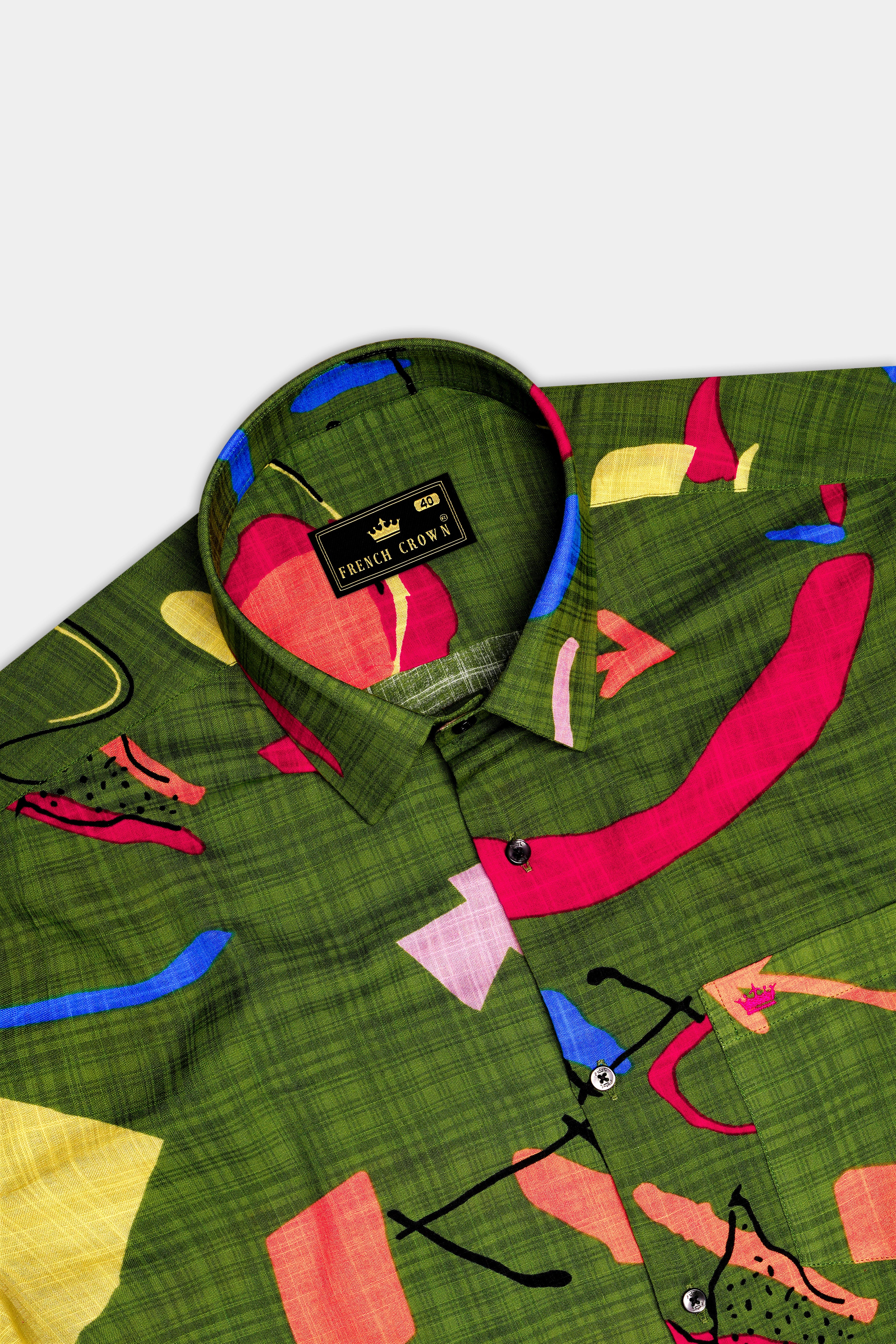 Verdant Vibe-Swamp Green Printed Lightweight Premium Cotton Casual Shirt