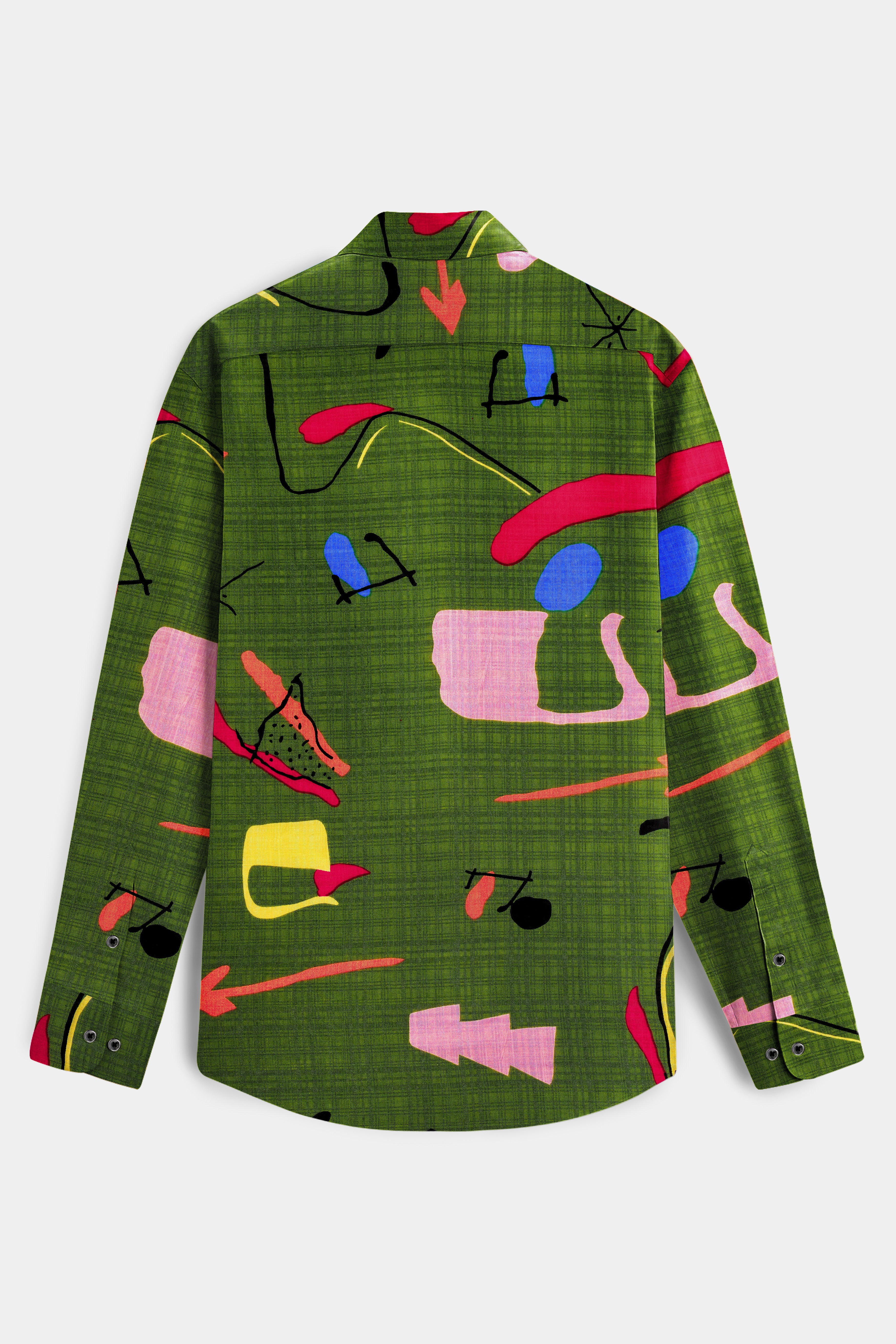 Verdant Vibe-Swamp Green Printed Lightweight Premium Cotton Casual Shirt