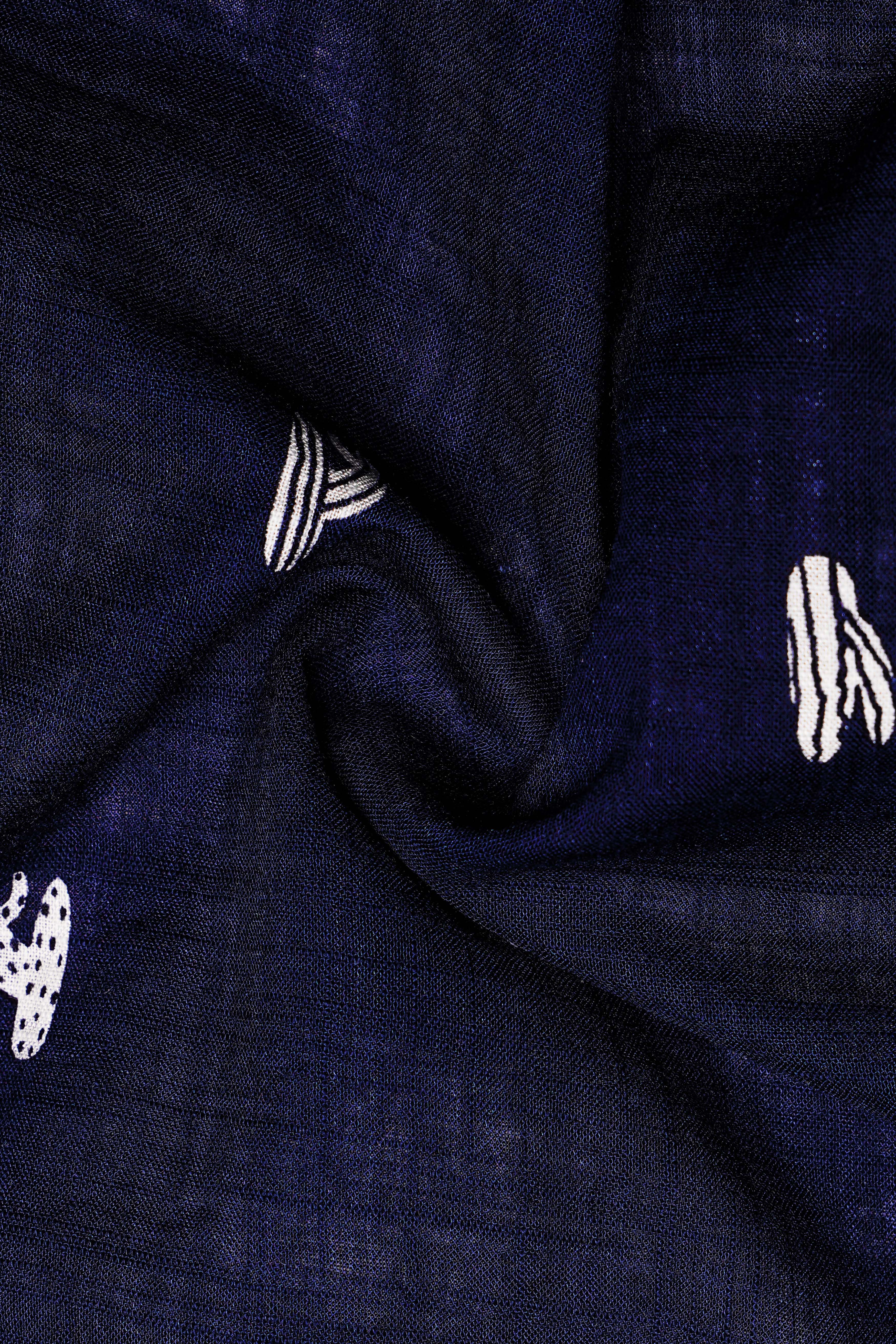 Nautical-Mirage Navy Blue Printed Lightweight Premium Cotton Casual Shirt