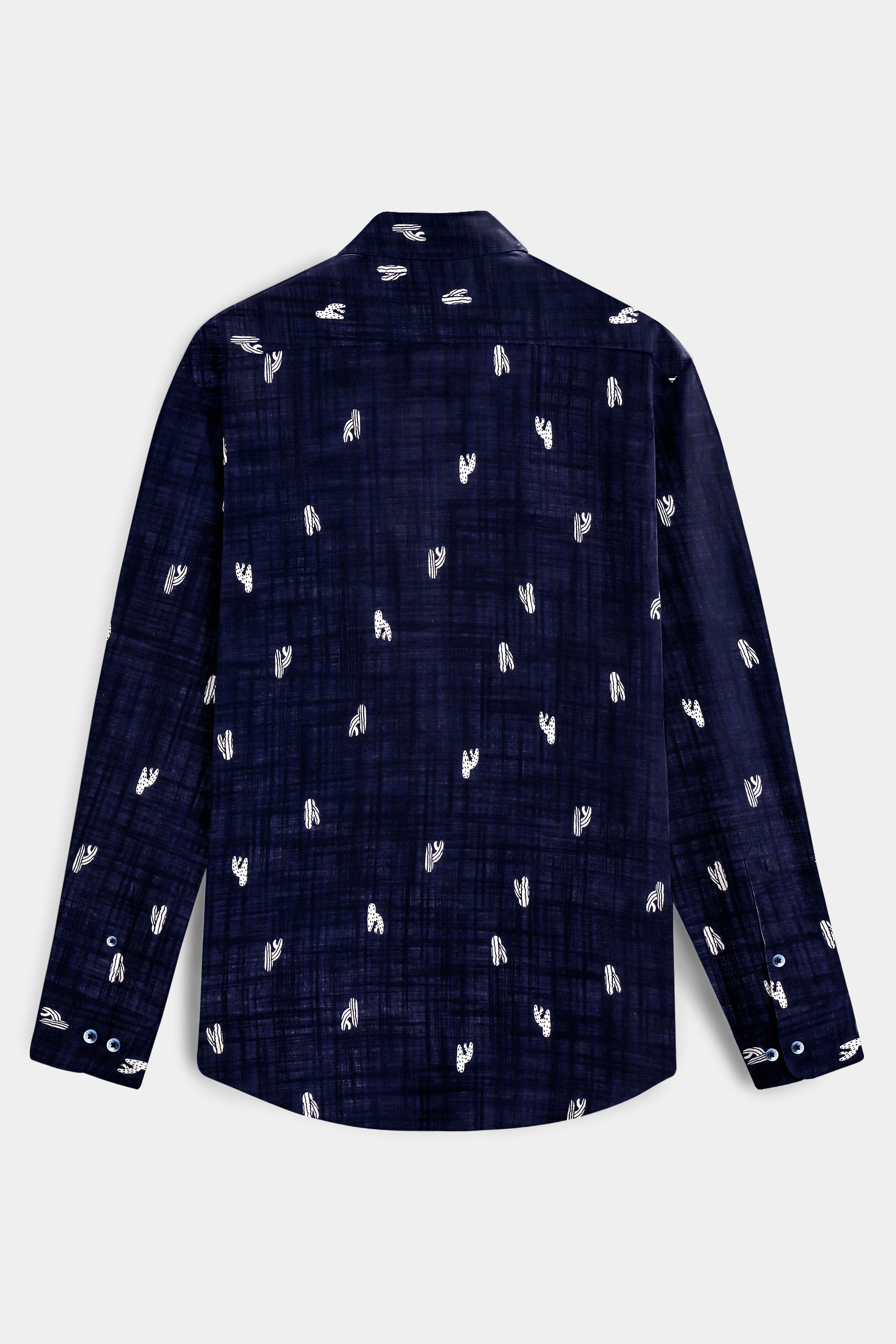 Nautical-Mirage Navy Blue Printed Lightweight Premium Cotton Casual Shirt