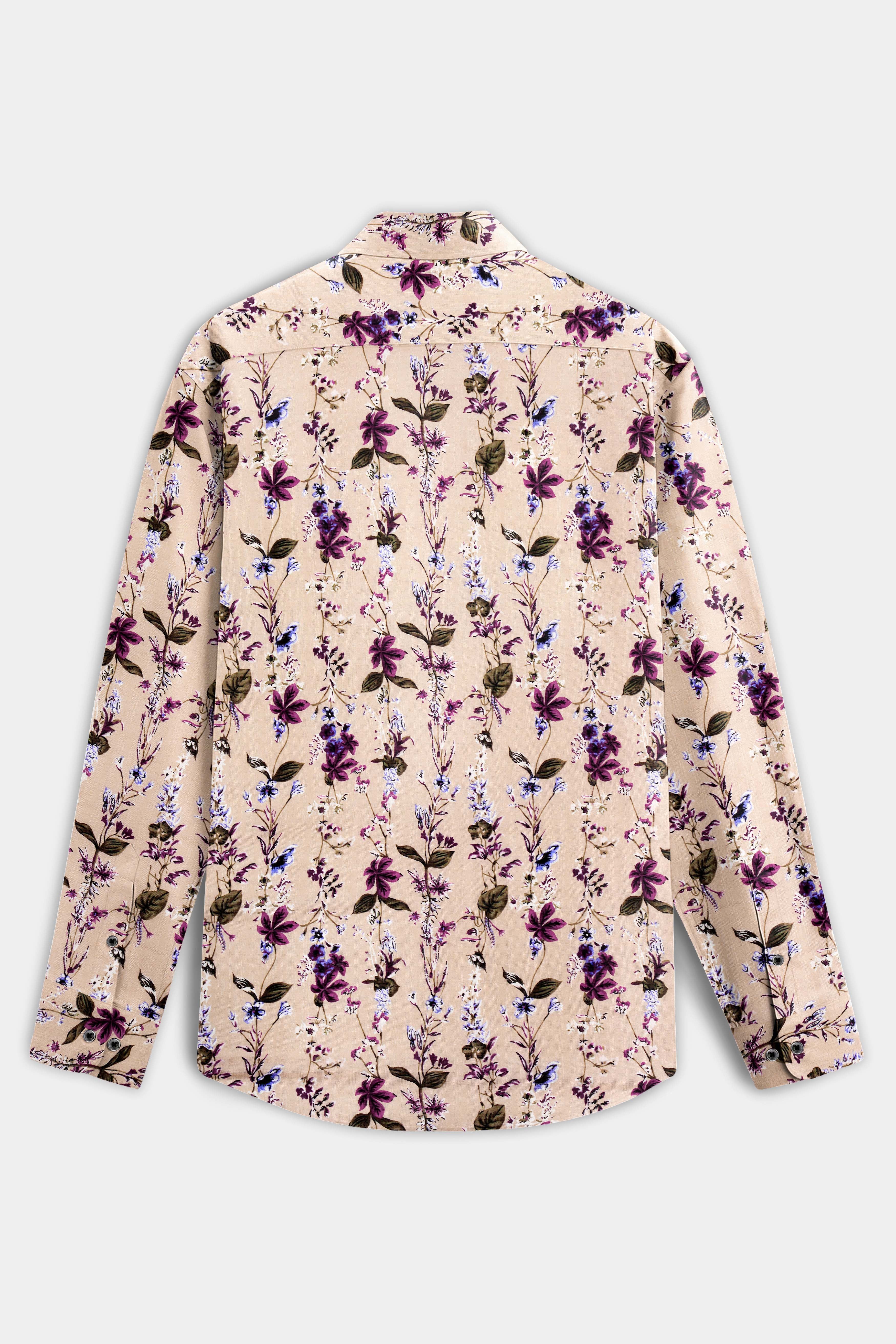 Sunlit Sands-Bone Beige Multicolor Ditsy Printed Lightweight Premium Cotton Casual Shirt