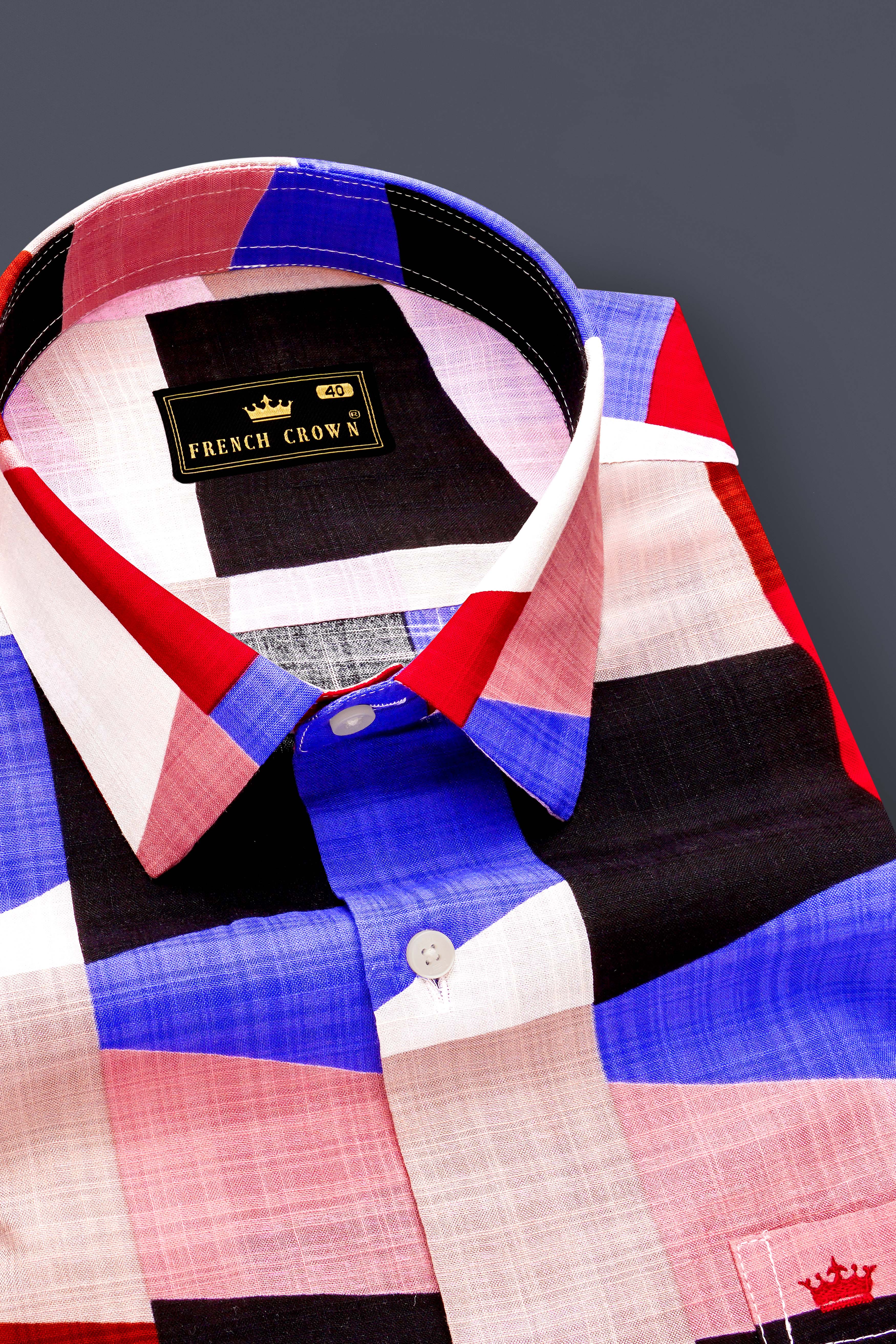 Bright White with Black and Jasper Red Funky Printed Lightweight Premium Cotton Multicolor Casual Shirt