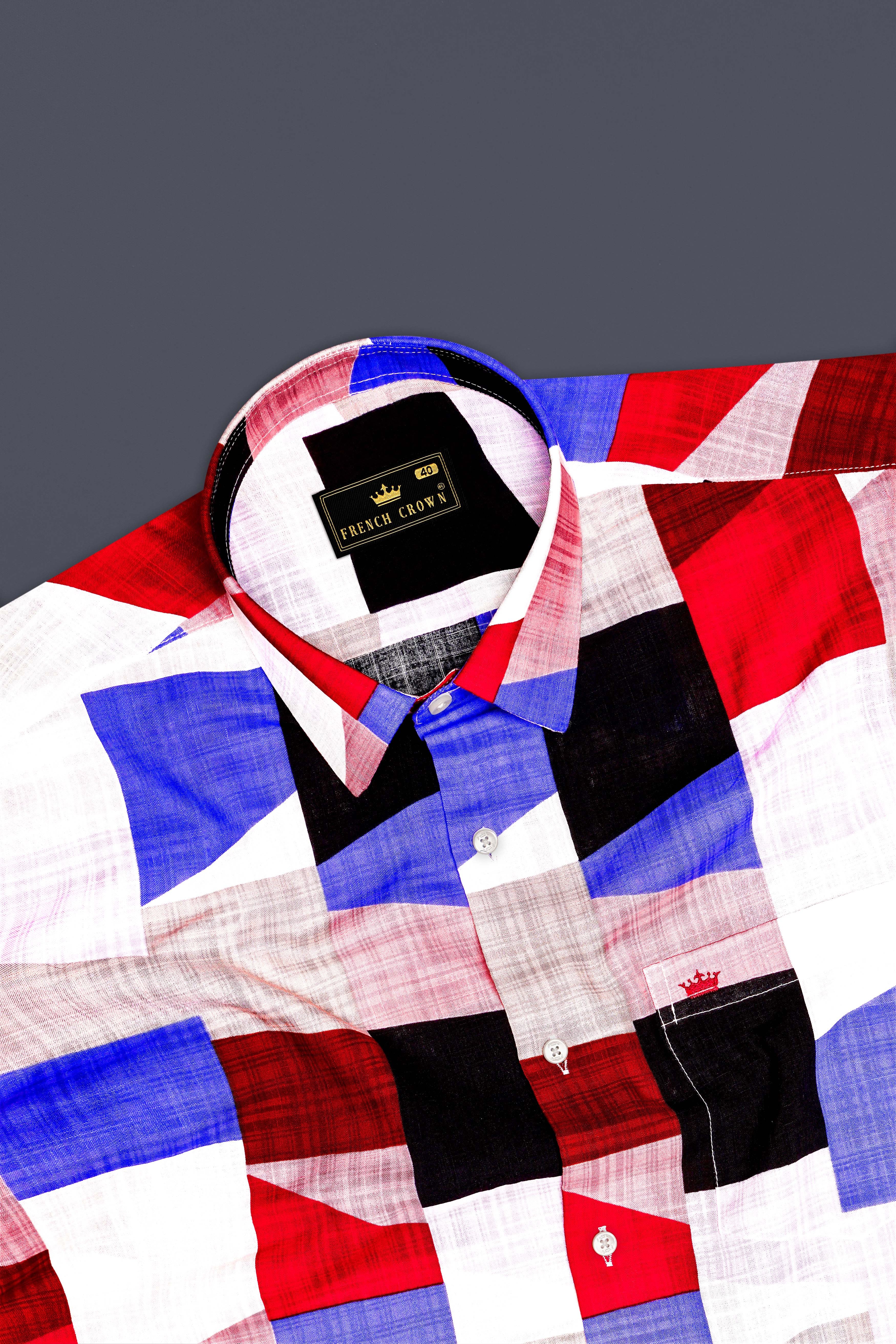 Bright White with Black and Jasper Red Funky Printed Lightweight Premium Cotton Multicolor Casual Shirt