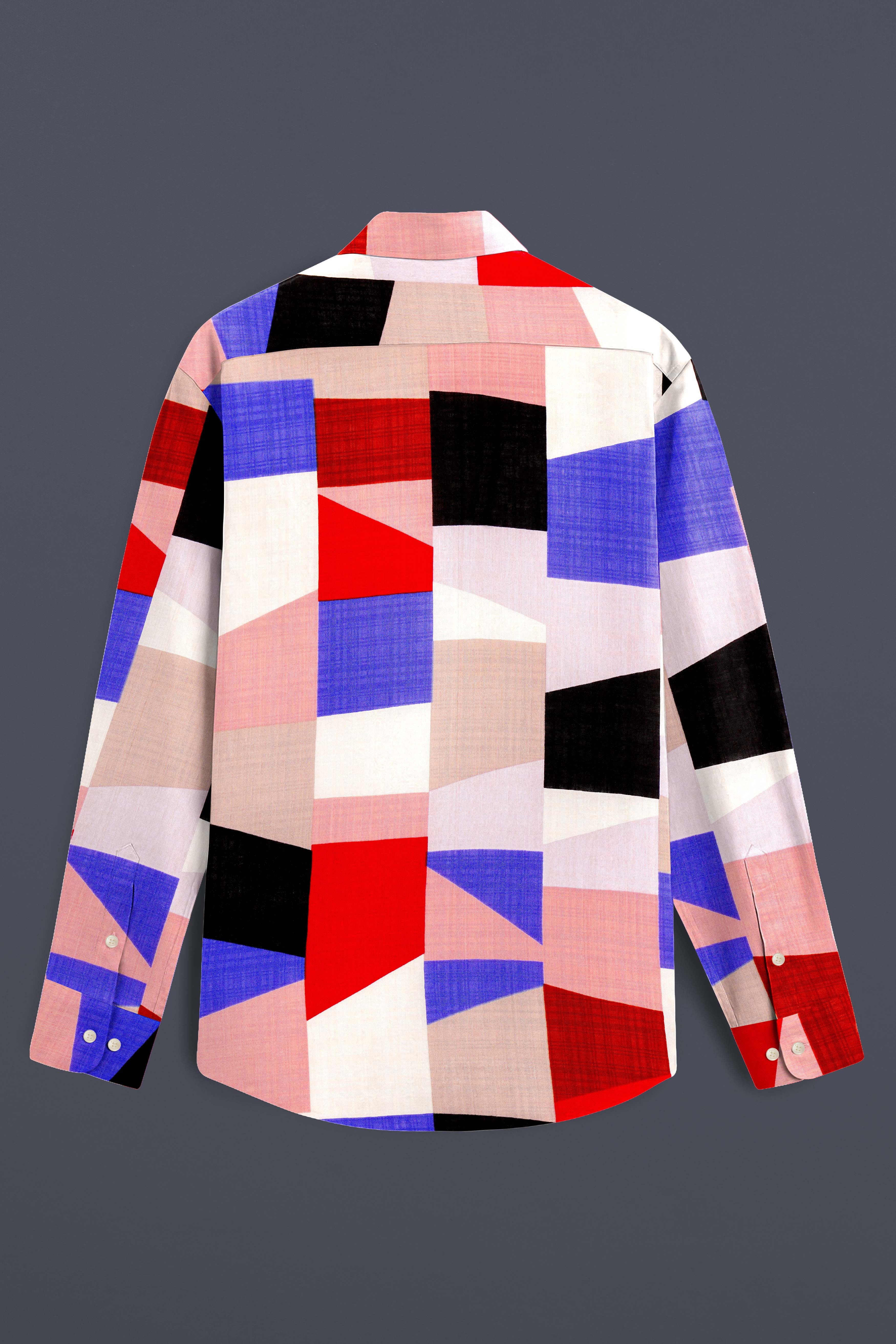 Bright White with Black and Jasper Red Funky Printed Lightweight Premium Cotton Multicolor Casual Shirt
