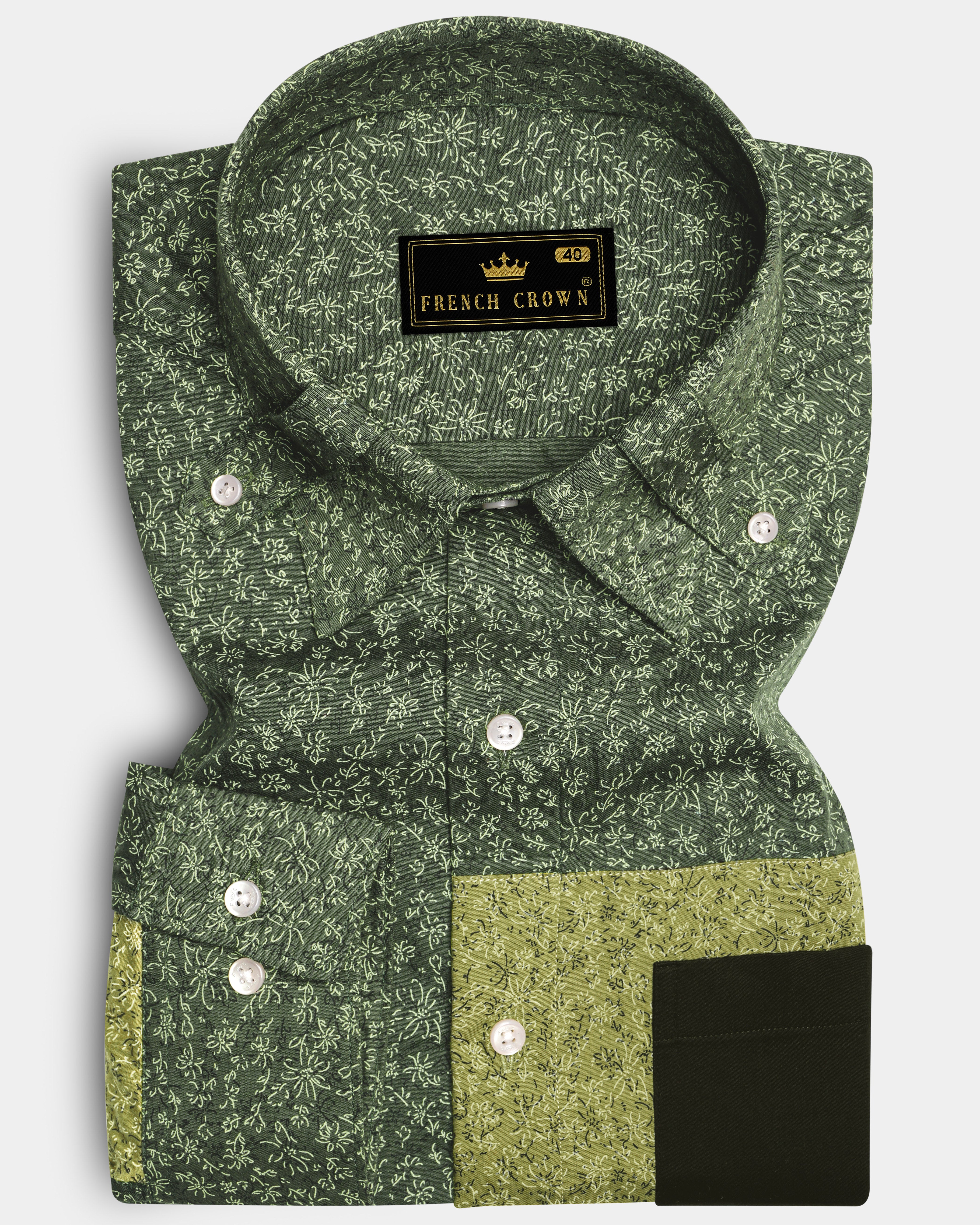 Fern Mist-Mineral Green Printed Super Soft Premium Cotton Casual Designer Shirt