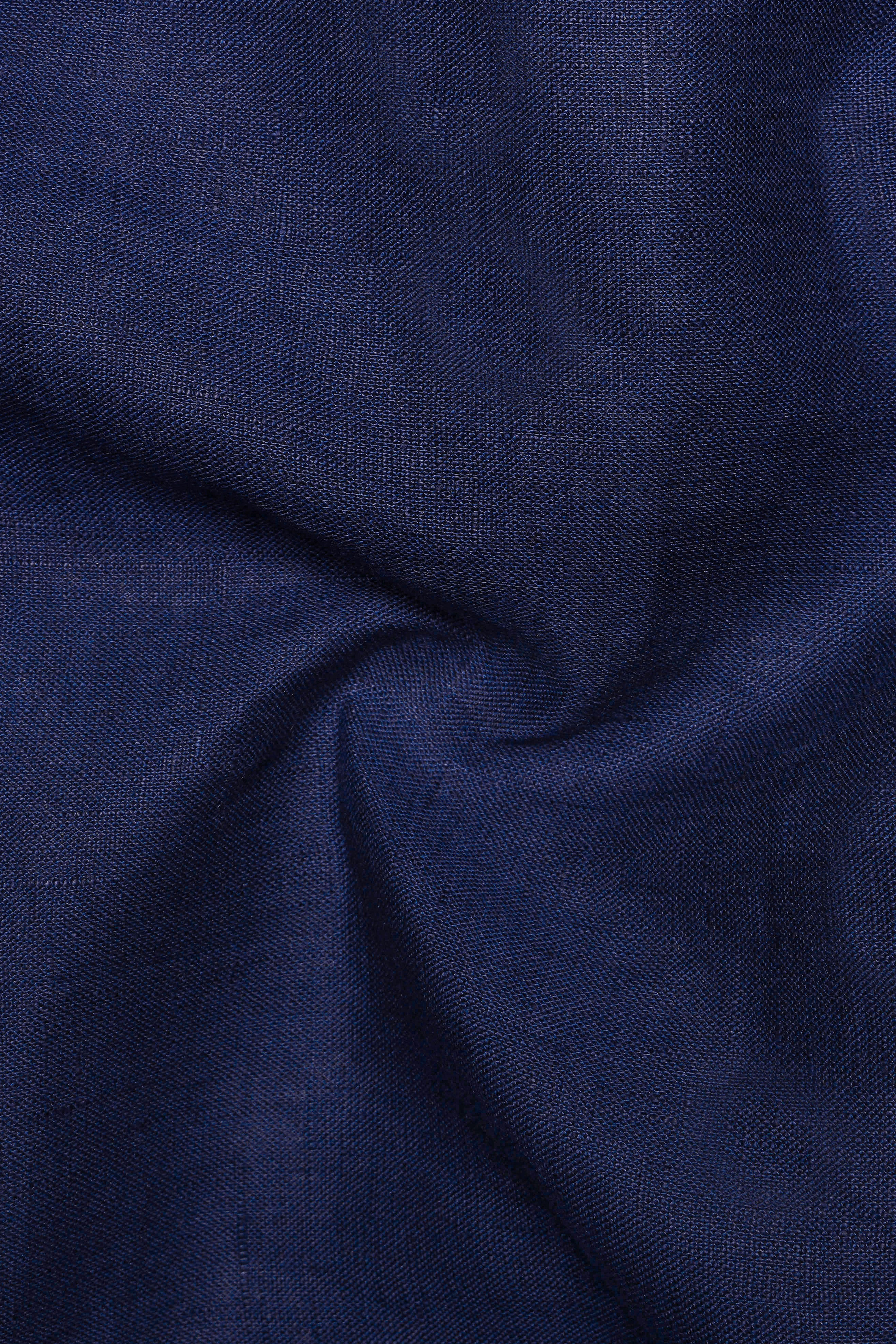 Coastal Charm-Azure Blue Solid Premium Luxuries Linen Casual Shirt