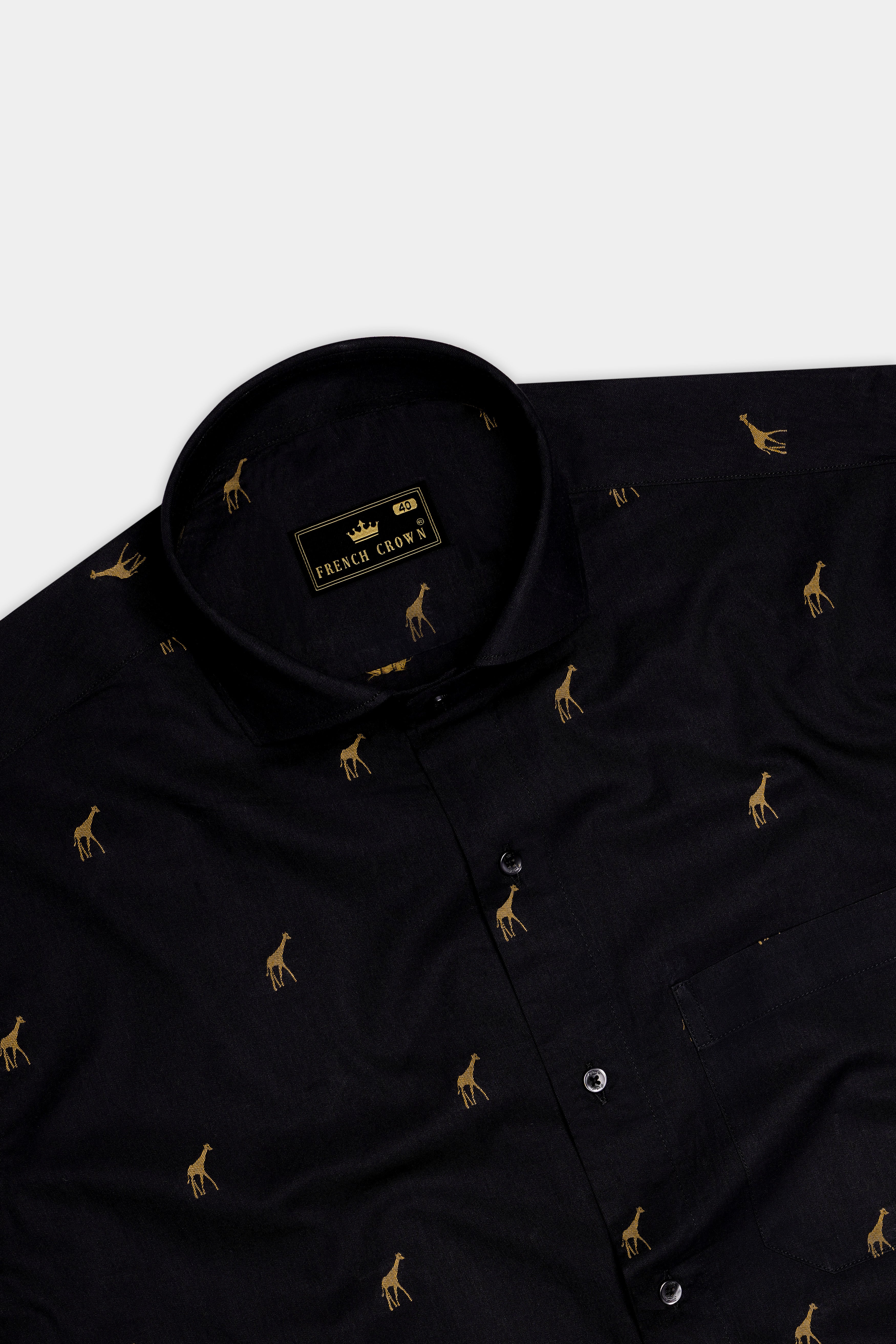 Giraffe Mystique-Jade Black Jacquard Butta Textured Premium Cotton Dress Shirt