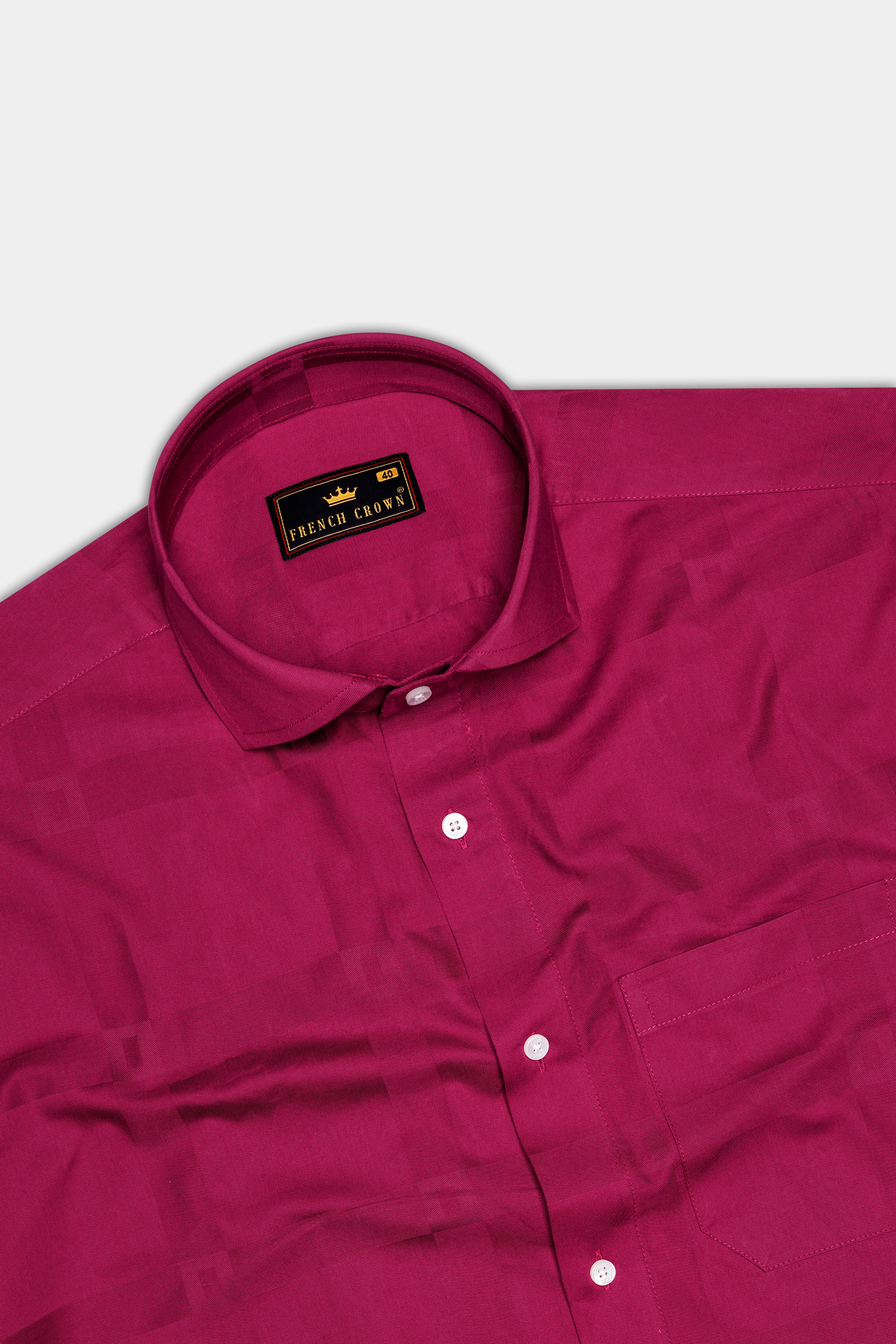 Violet Glow-Mulberry Pink Dobby Textured Premium Giza Cotton Dress Shirt