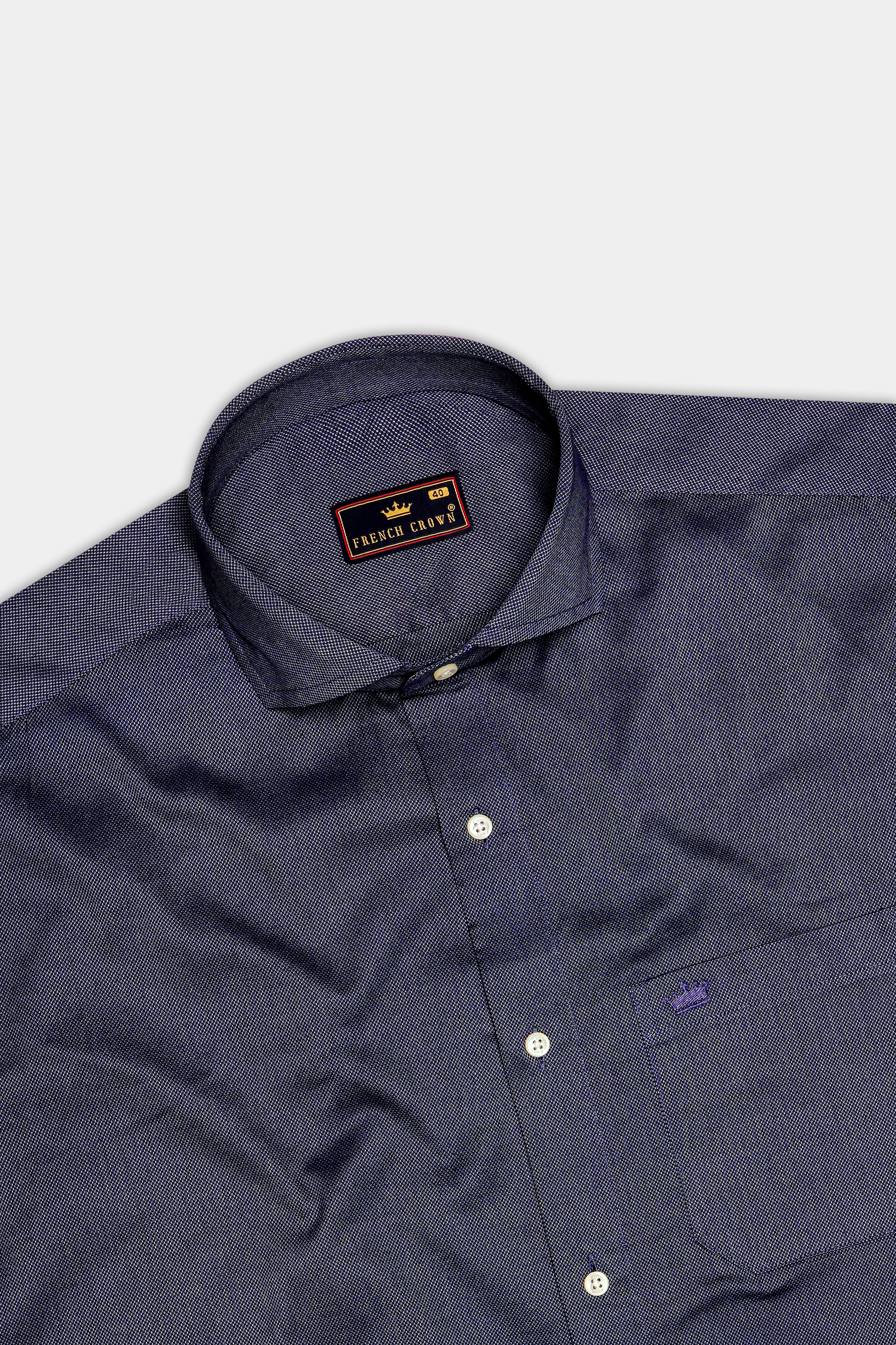 Baltic Sea Blue Dobby Textured Premium Giza Cotton Shirt