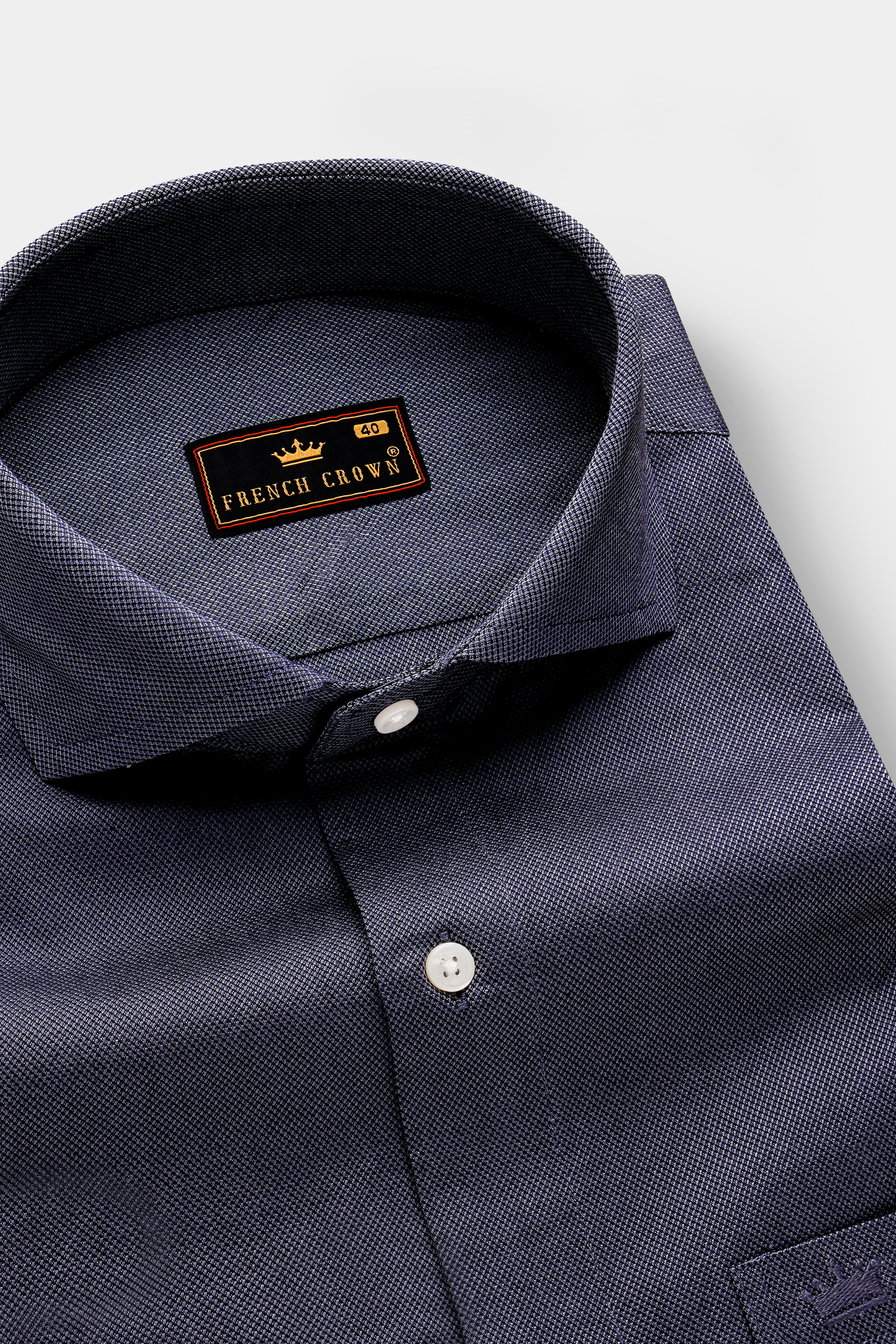 Baltic Sea Blue Dobby Textured Premium Giza Cotton Shirt