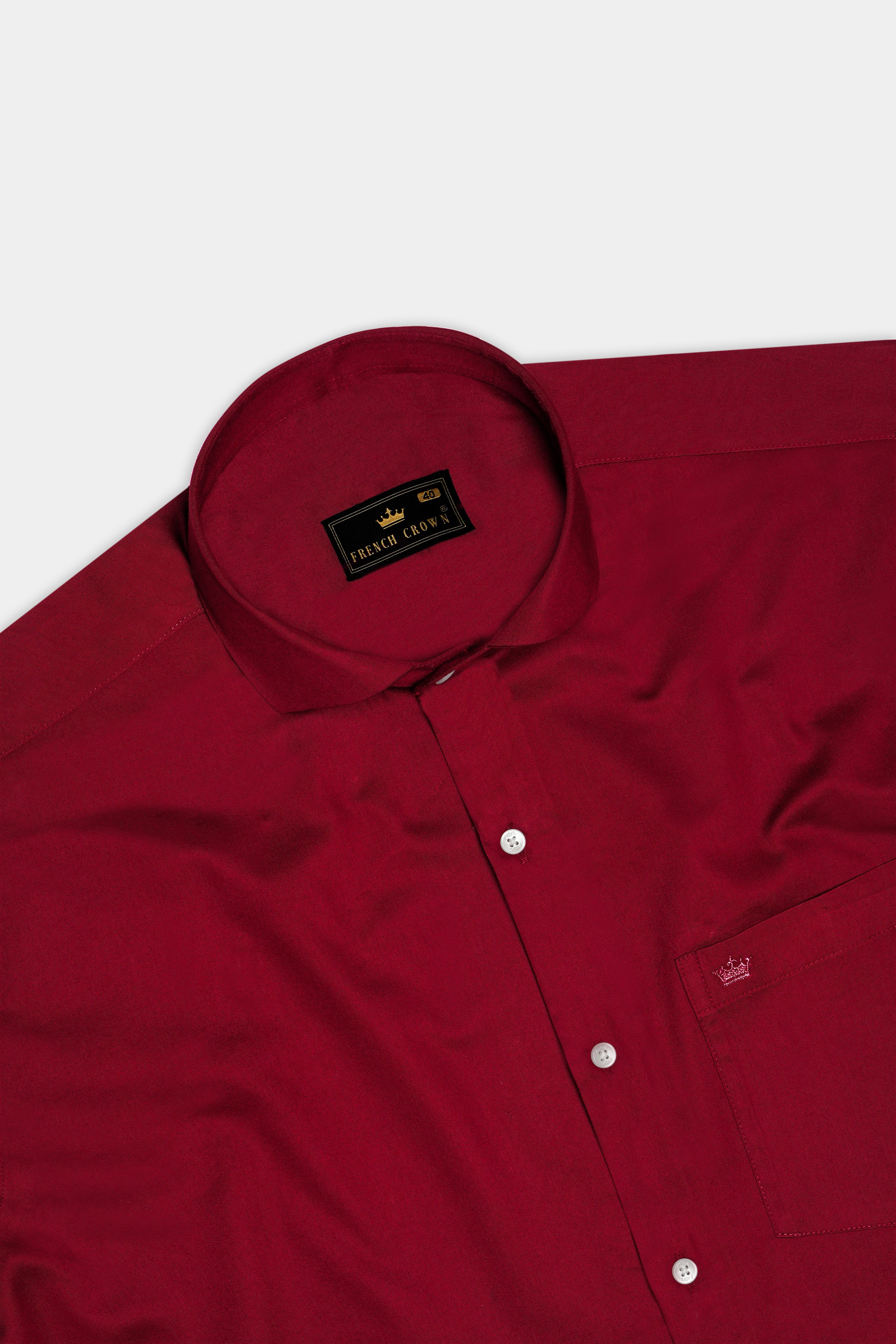 Majestic Ruby-Venetian Red Solid Subtle Sheen Super Soft Premium Cotton Cut Away Collar Dress Shirt