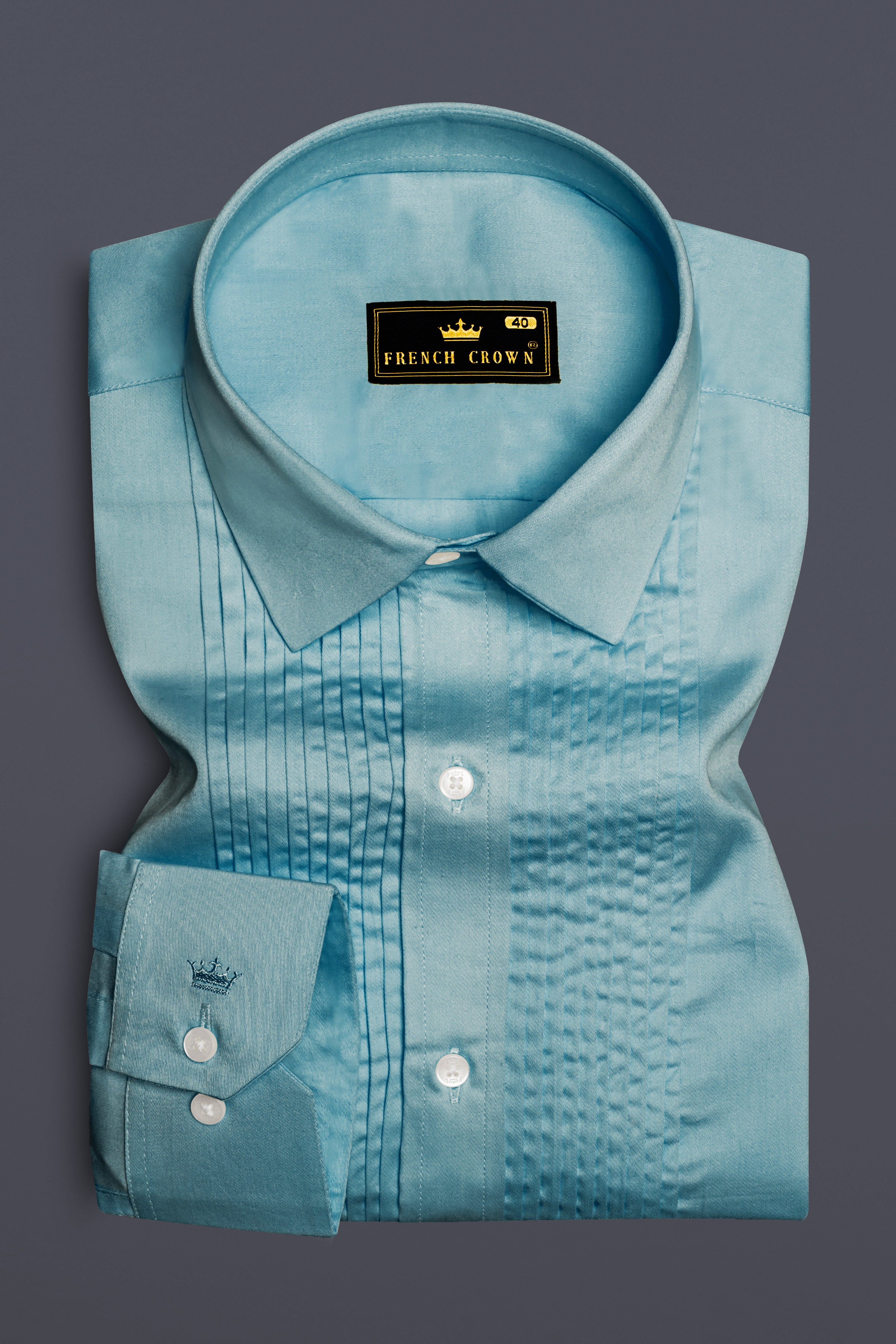 Azure Mist-Cyan Opaque Blue Subtle Sheen Super Soft Premium Cotton Tuxedo Shirt 13598-TXD-38, 13598-TXD-H-38, 13598-TXD-39, 13598-TXD-H-39, 13598-TXD-40, 13598-TXD-H-40, 13598-TXD-42, 13598-TXD-H-42, 13598-TXD-44, 13598-TXD-H-44, 13598-TXD-46, 13598-TXD-H-46, 13598-TXD-48, 13598-TXD-H-48, 13598-TXD-50, 13598-TXD-H-50, 13598-TXD-52, 13598-TXD-H-52
