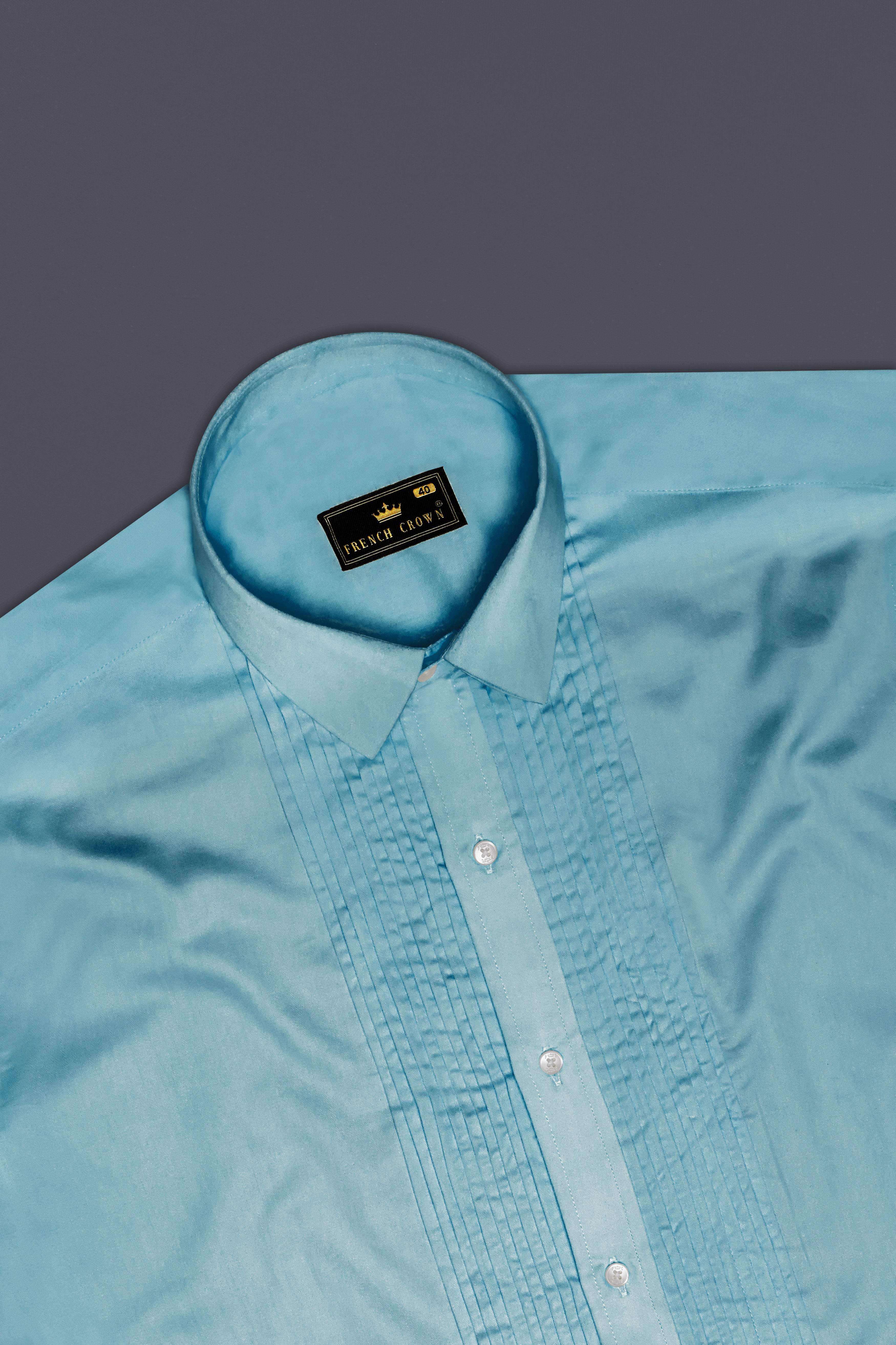 Azure Mist-Cyan Opaque Blue Subtle Sheen Super Soft Premium Cotton Tuxedo Shirt 13598-TXD-38, 13598-TXD-H-38, 13598-TXD-39, 13598-TXD-H-39, 13598-TXD-40, 13598-TXD-H-40, 13598-TXD-42, 13598-TXD-H-42, 13598-TXD-44, 13598-TXD-H-44, 13598-TXD-46, 13598-TXD-H-46, 13598-TXD-48, 13598-TXD-H-48, 13598-TXD-50, 13598-TXD-H-50, 13598-TXD-52, 13598-TXD-H-52