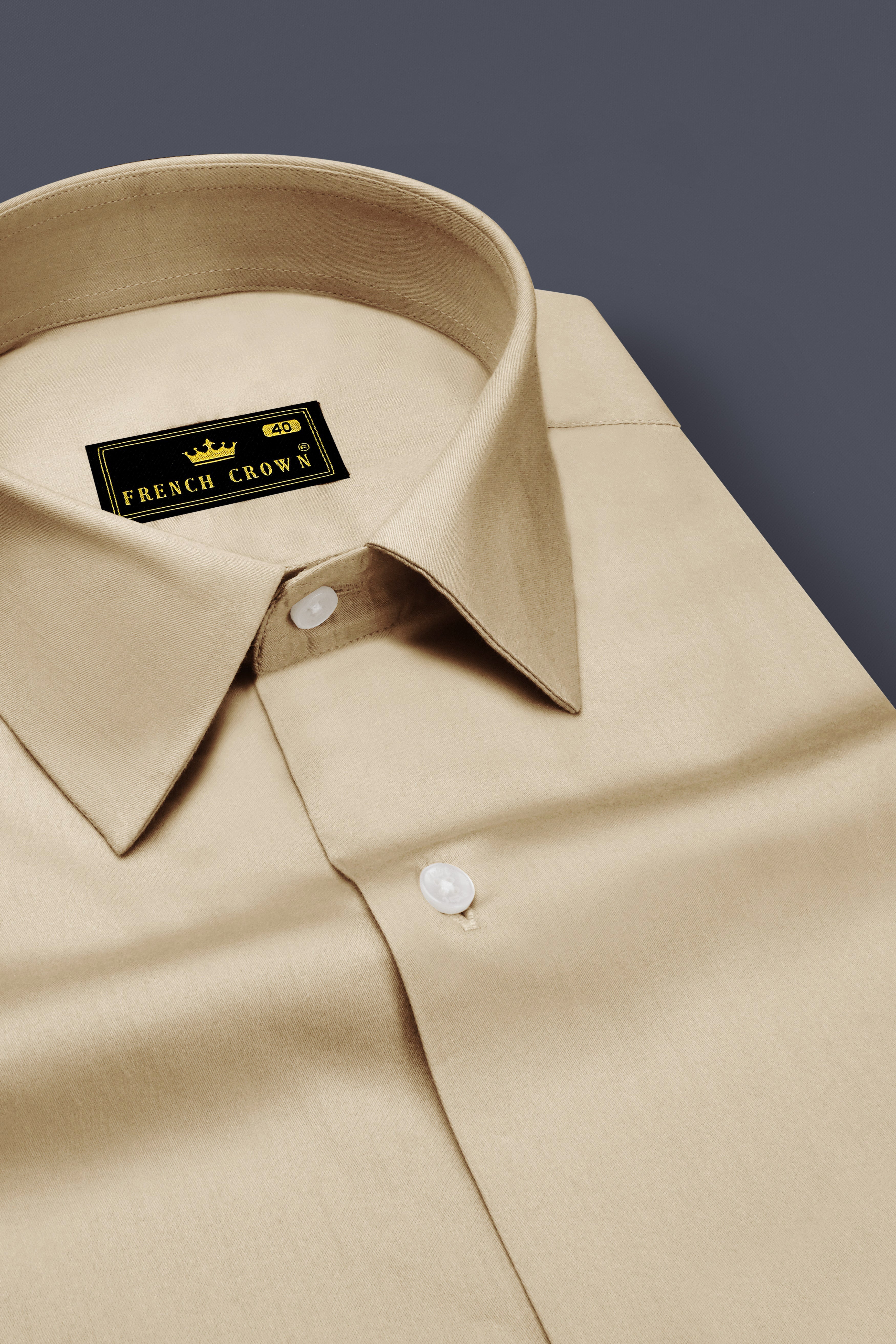Vanilla-Almond Cream Subtle Sheen Super Soft Premium Cotton Dress Shirt