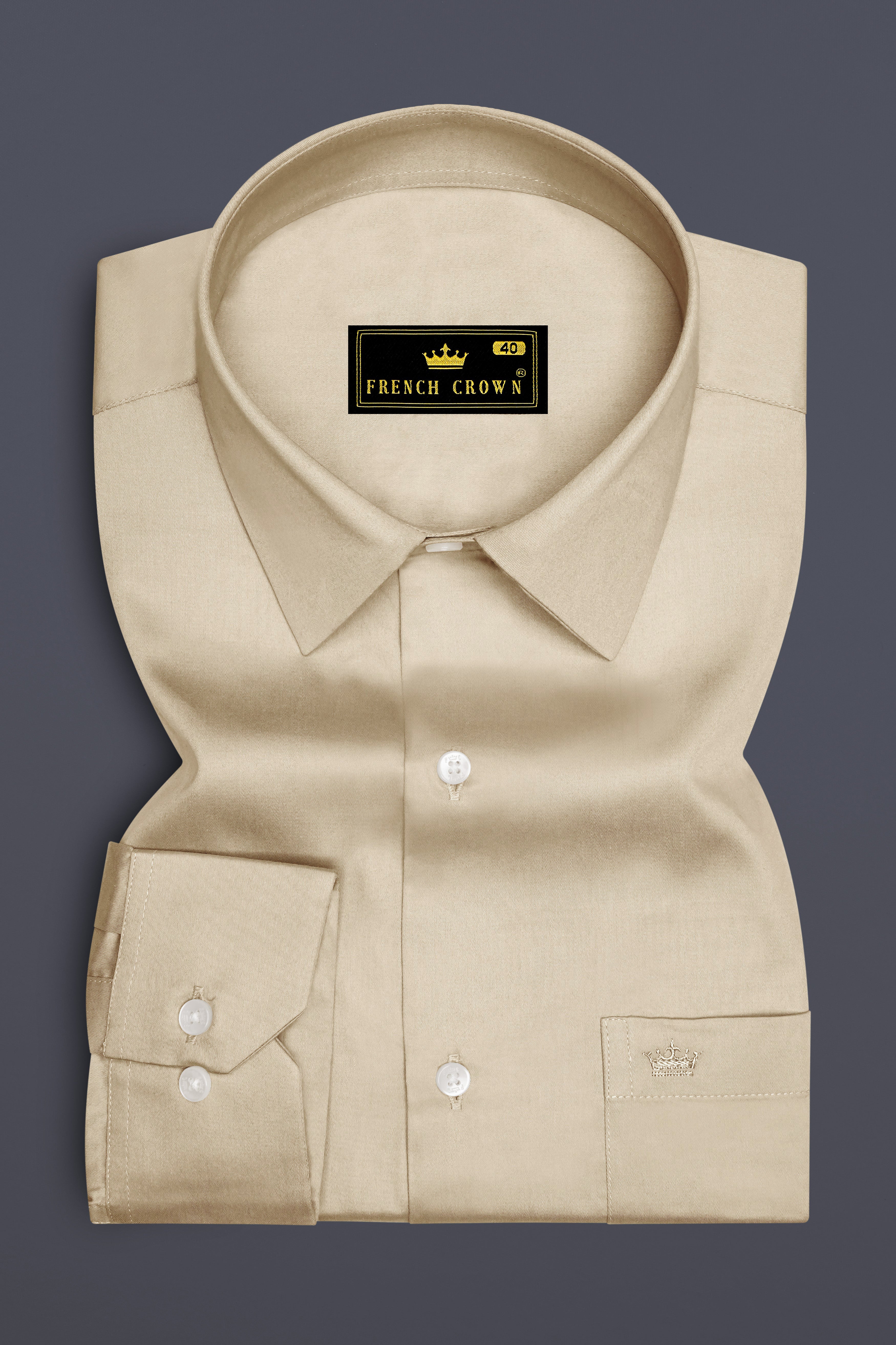Vanilla-Almond Cream Subtle Sheen Super Soft Premium Cotton Dress Shirt