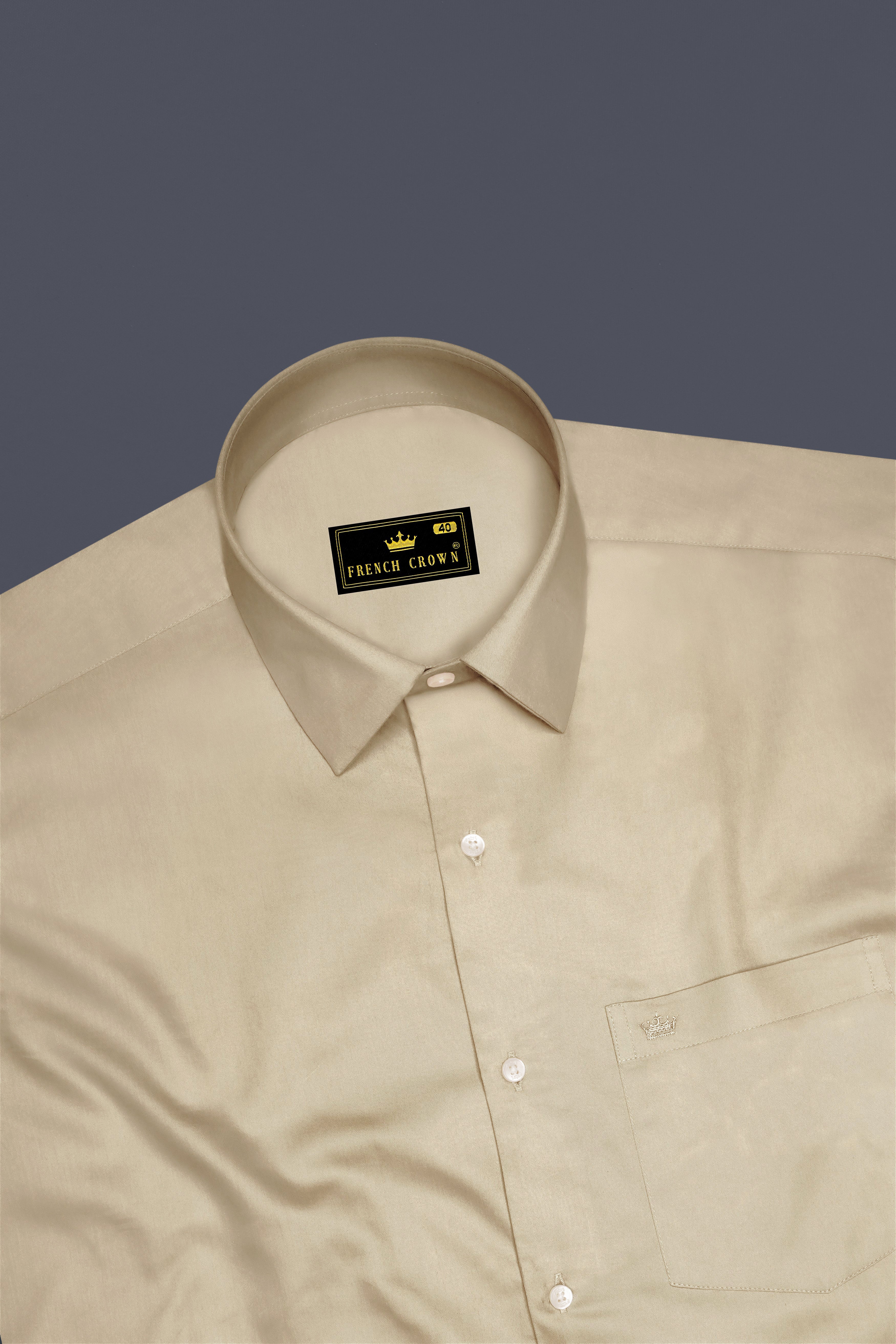 Vanilla-Almond Cream Subtle Sheen Super Soft Premium Cotton Dress Shirt