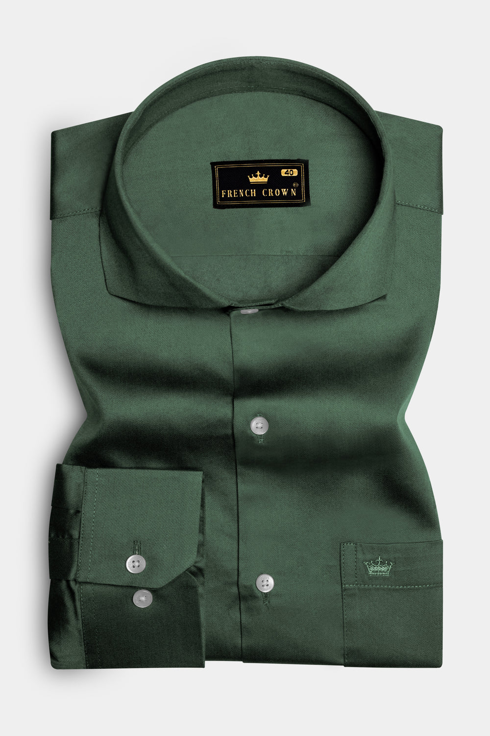 Aurora-Lunar Green Solid Subtle Sheen Super Soft Premium Cotton Cut Away Collar Dress Shirt