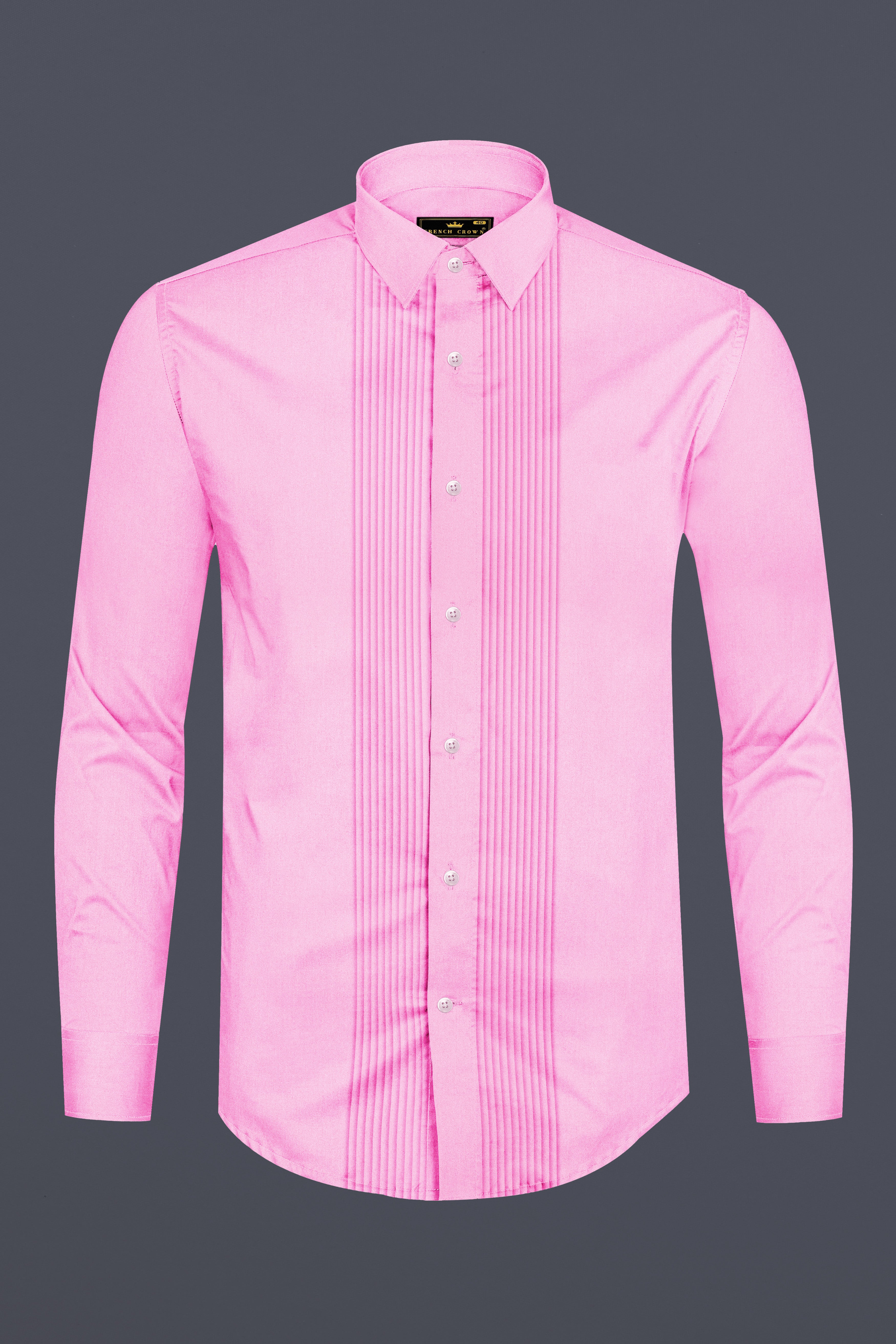 Rose Luxe-Thistle Pink Solid Subtle Sheen Super Soft Premium Cotton Tuxedo Shirt