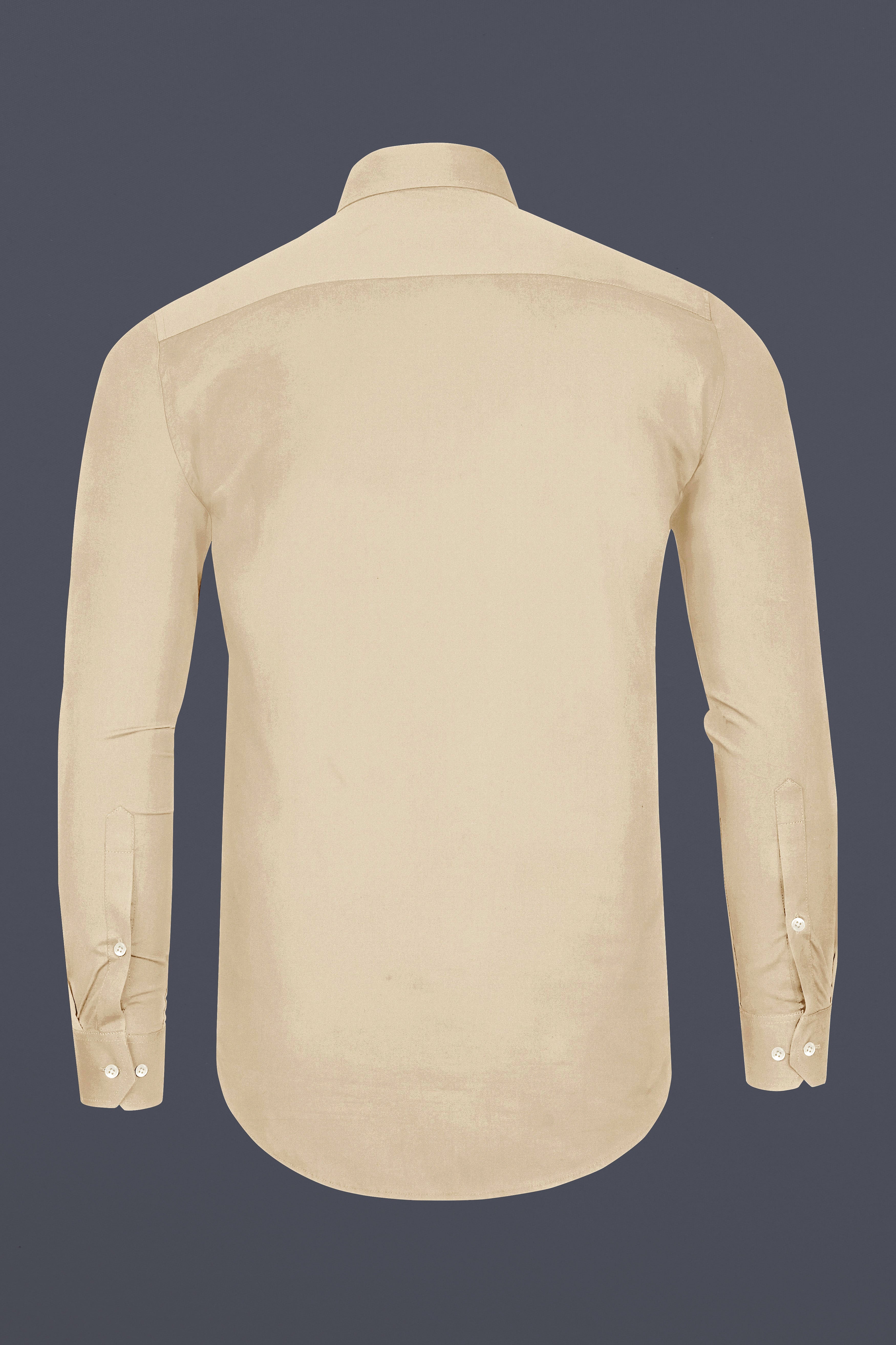 Vanilla-Almond Cream Subtle Sheen Super Soft Premium Cotton Tuxedo Shirt