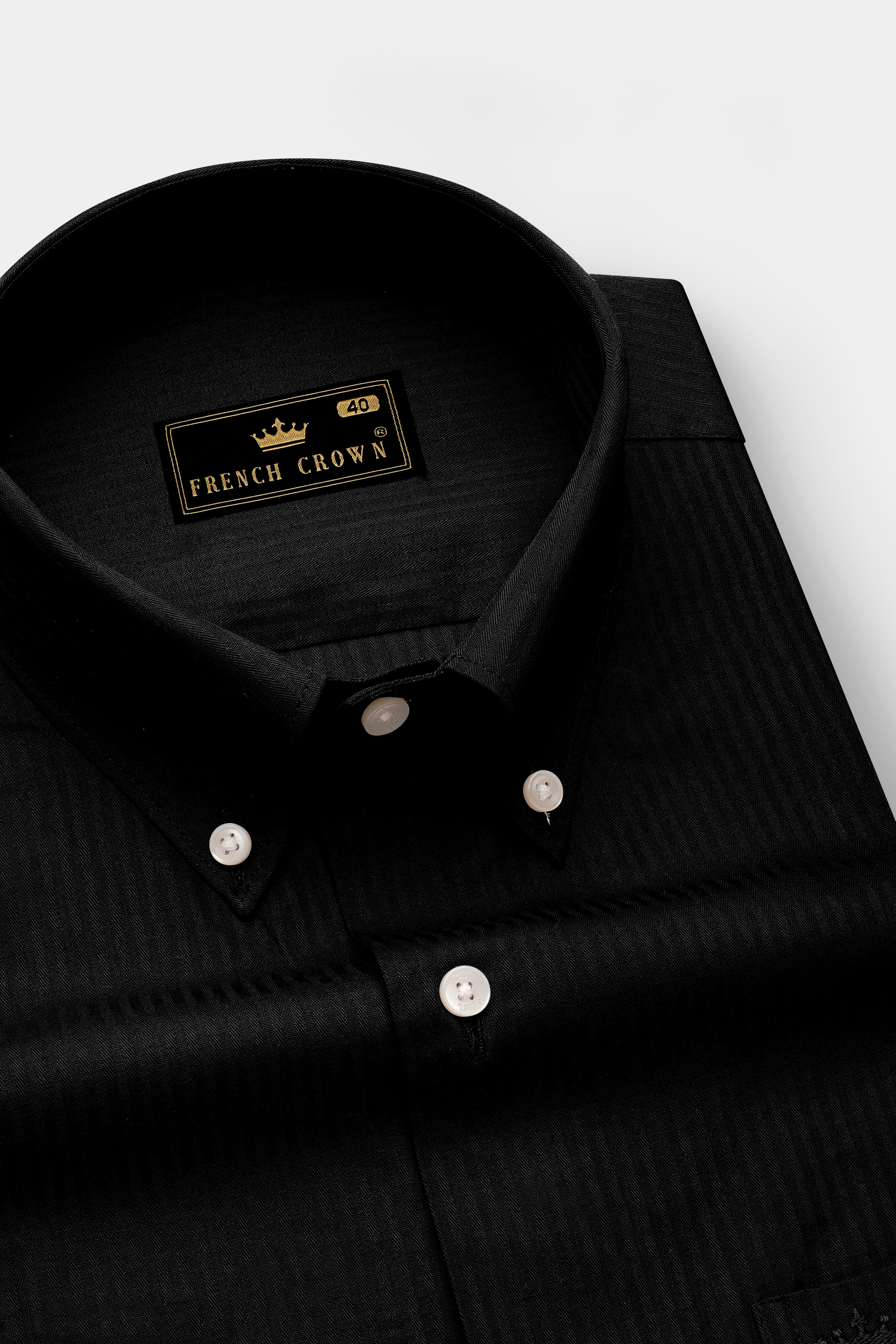 Jade Black Striped Dobby Cotton Shirt