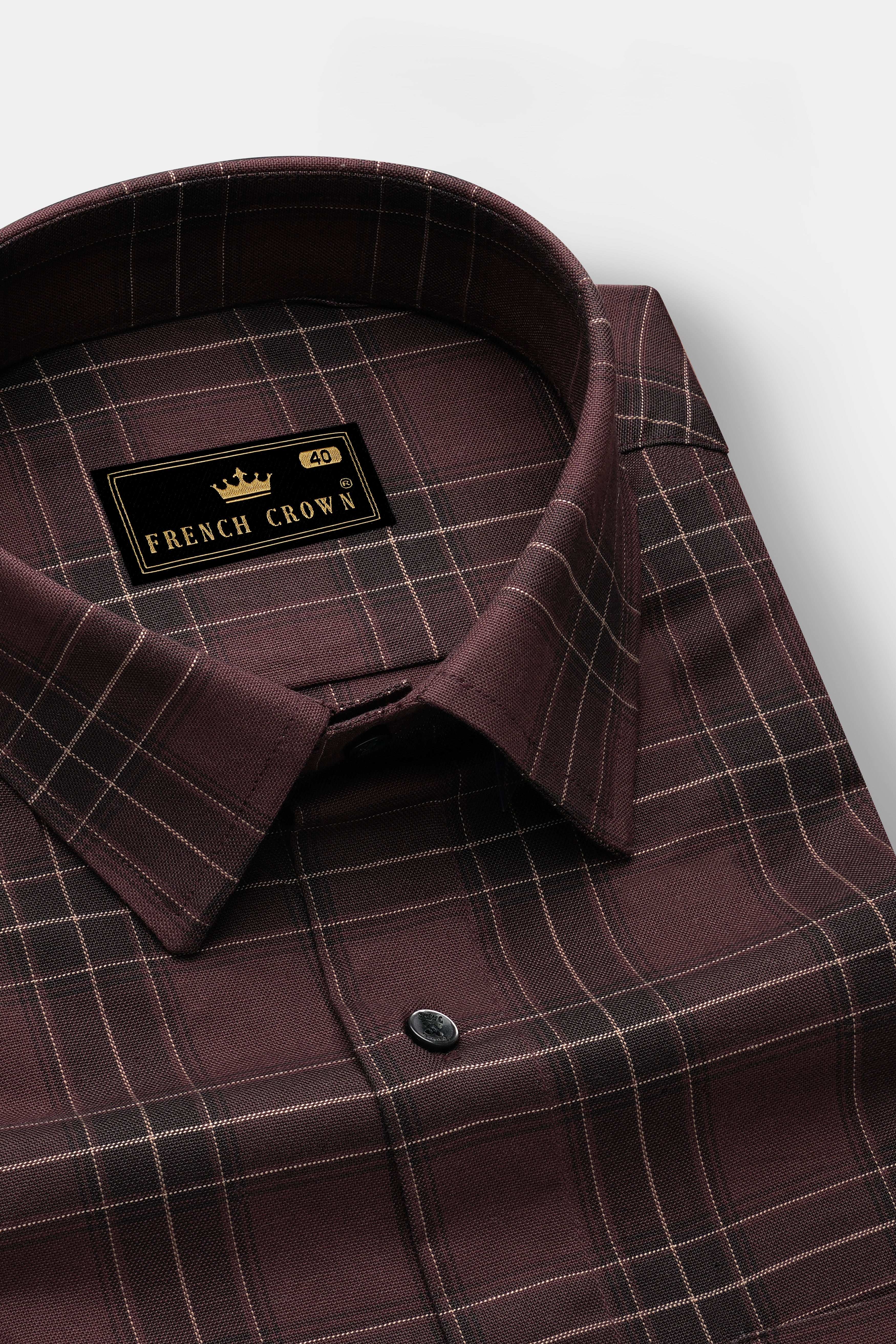 Crater Brown Checks Plaid Oxford Cotton Shirt