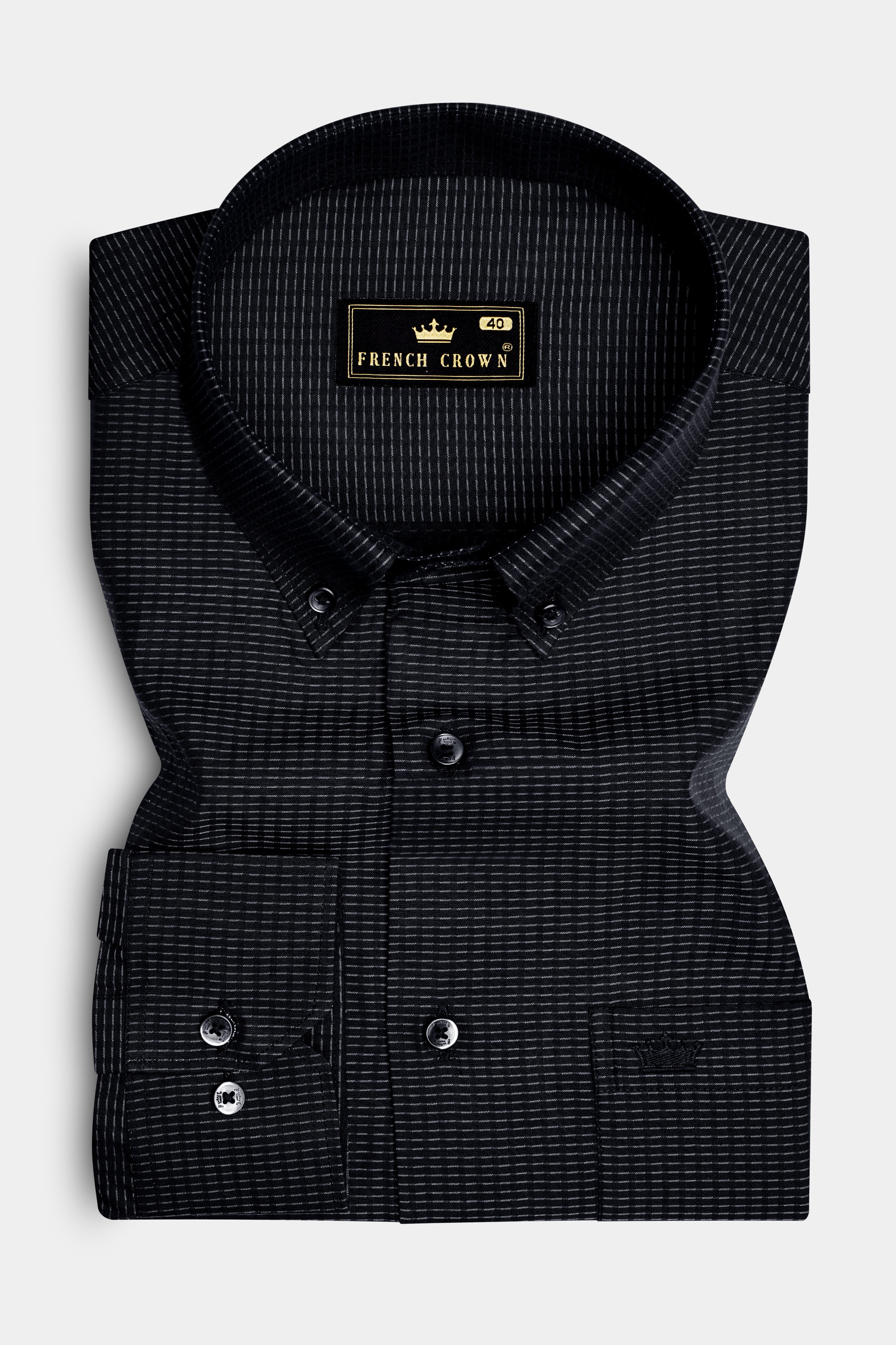 Black Textured Dobby Textured Premium Cotton Shirt