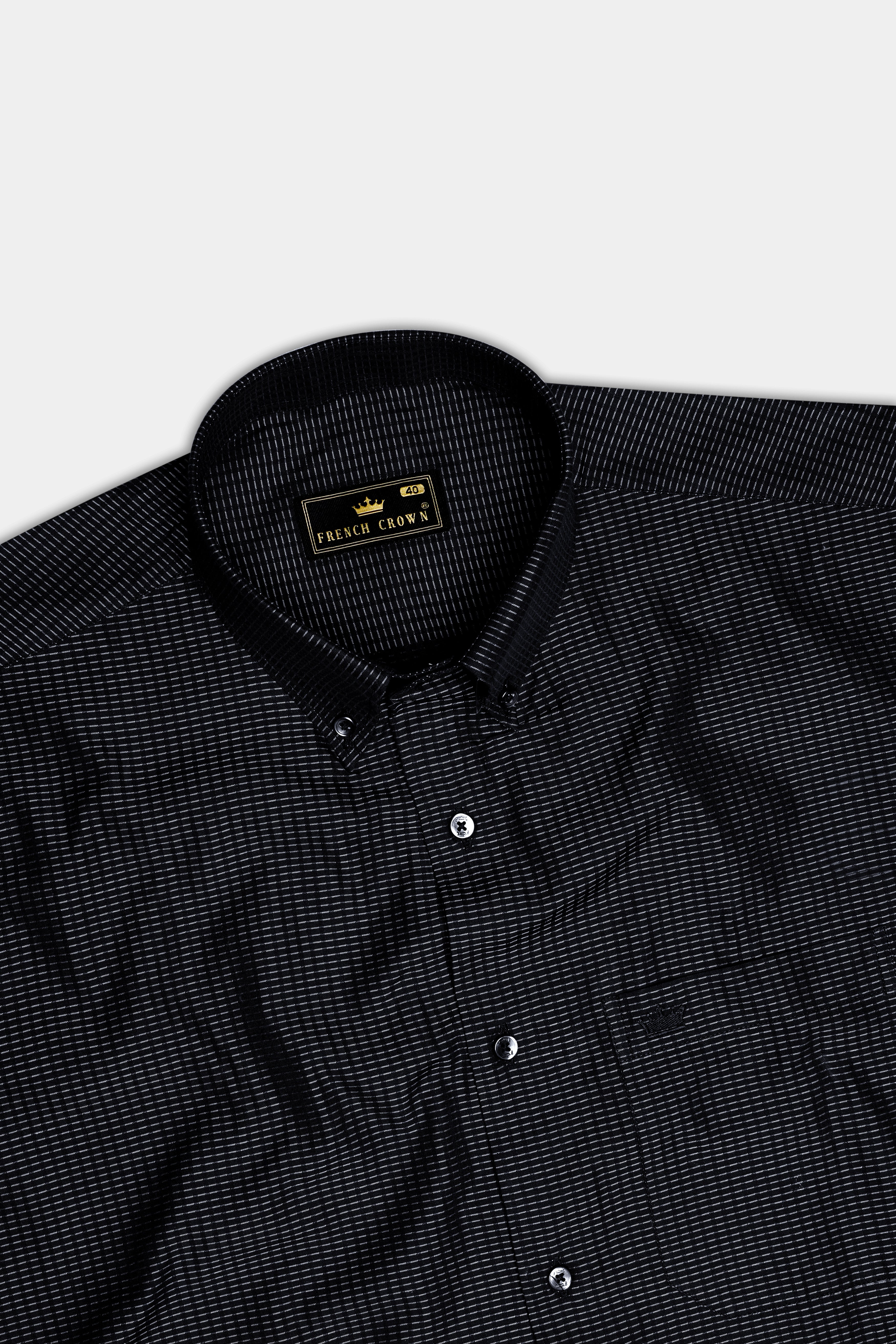 Black Textured Dobby Textured Premium Cotton Shirt
