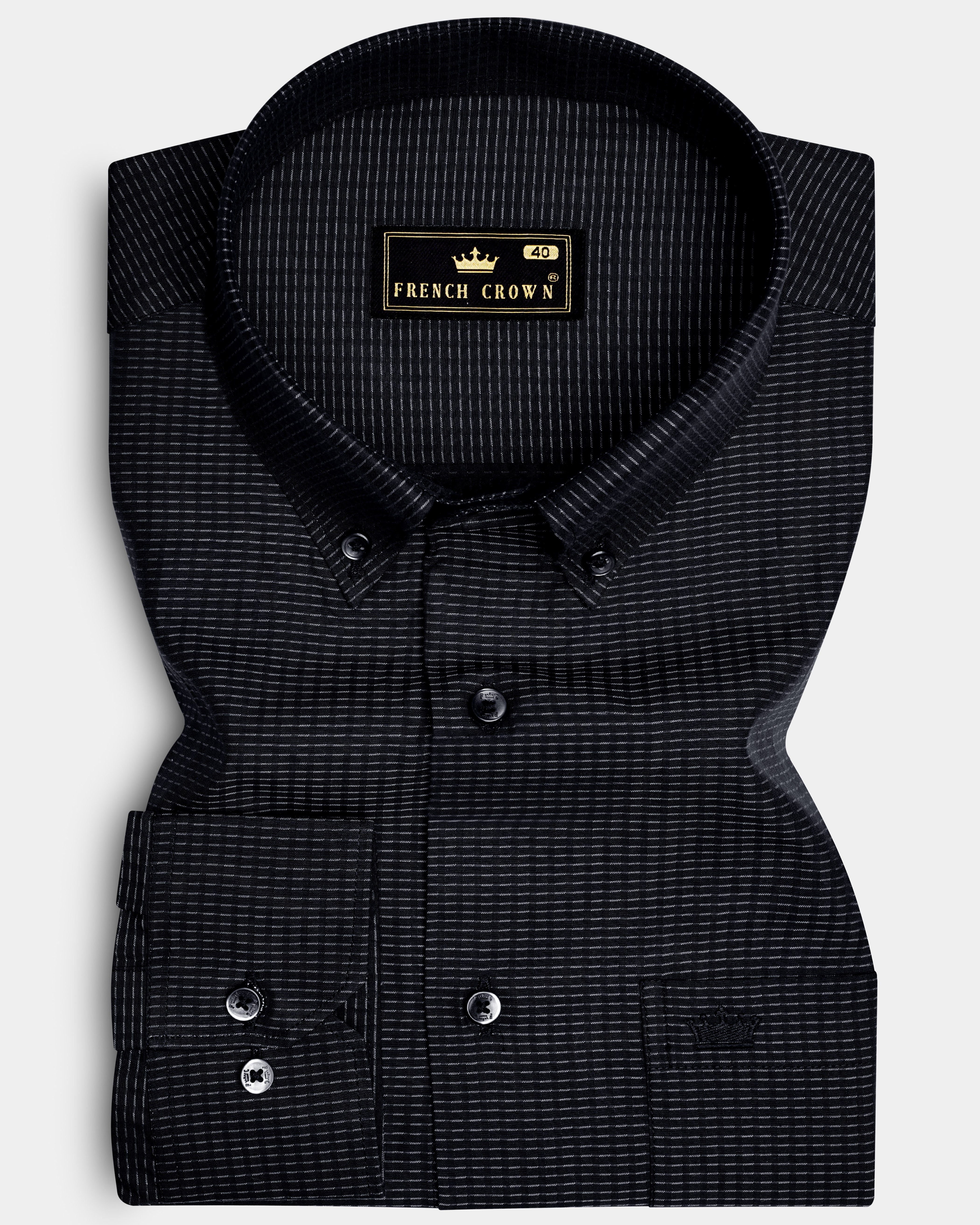Black Textured Dobby Textured Premium Cotton Shirt