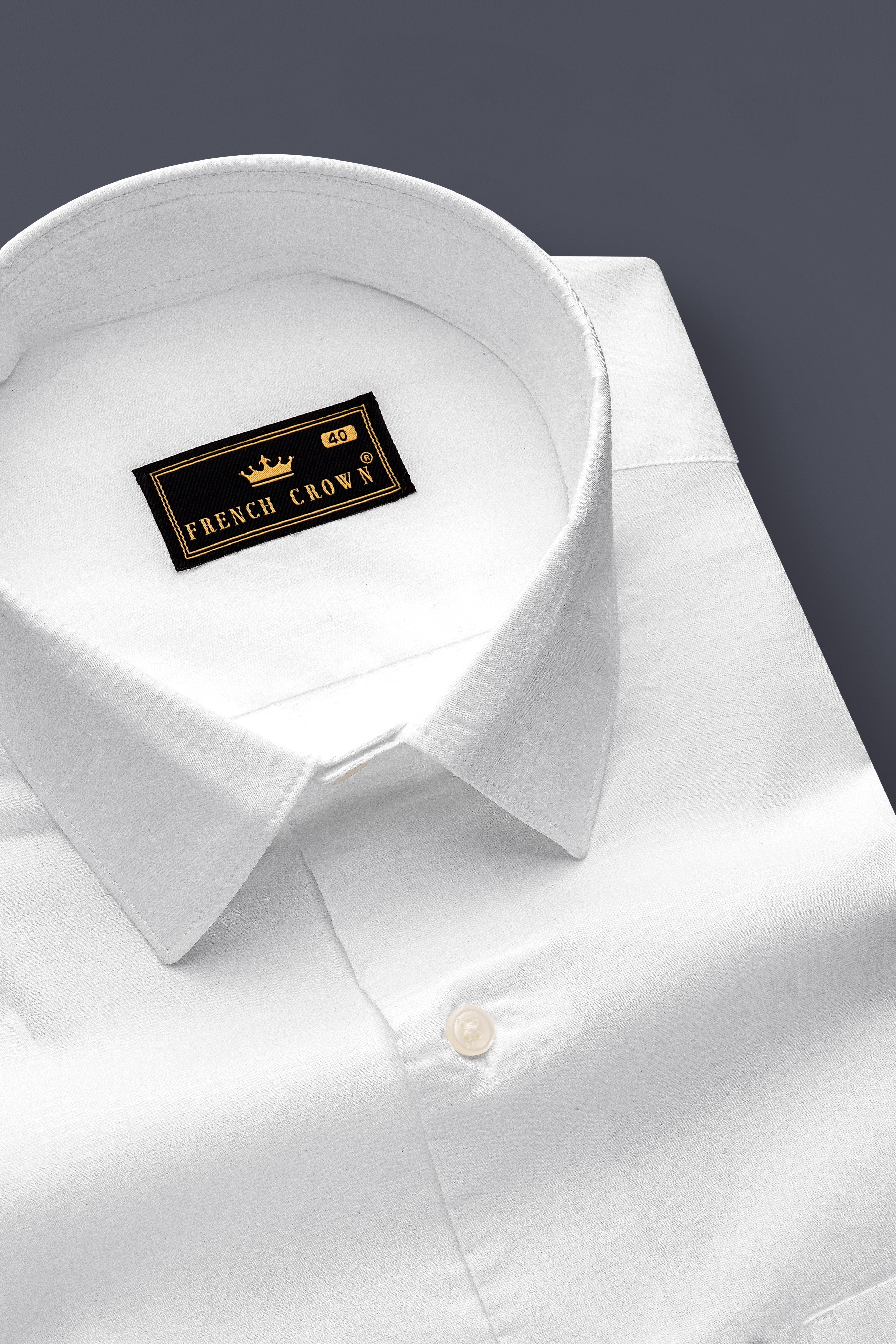 Bright White Jacquard Textured Premium Cotton Dress Shirt