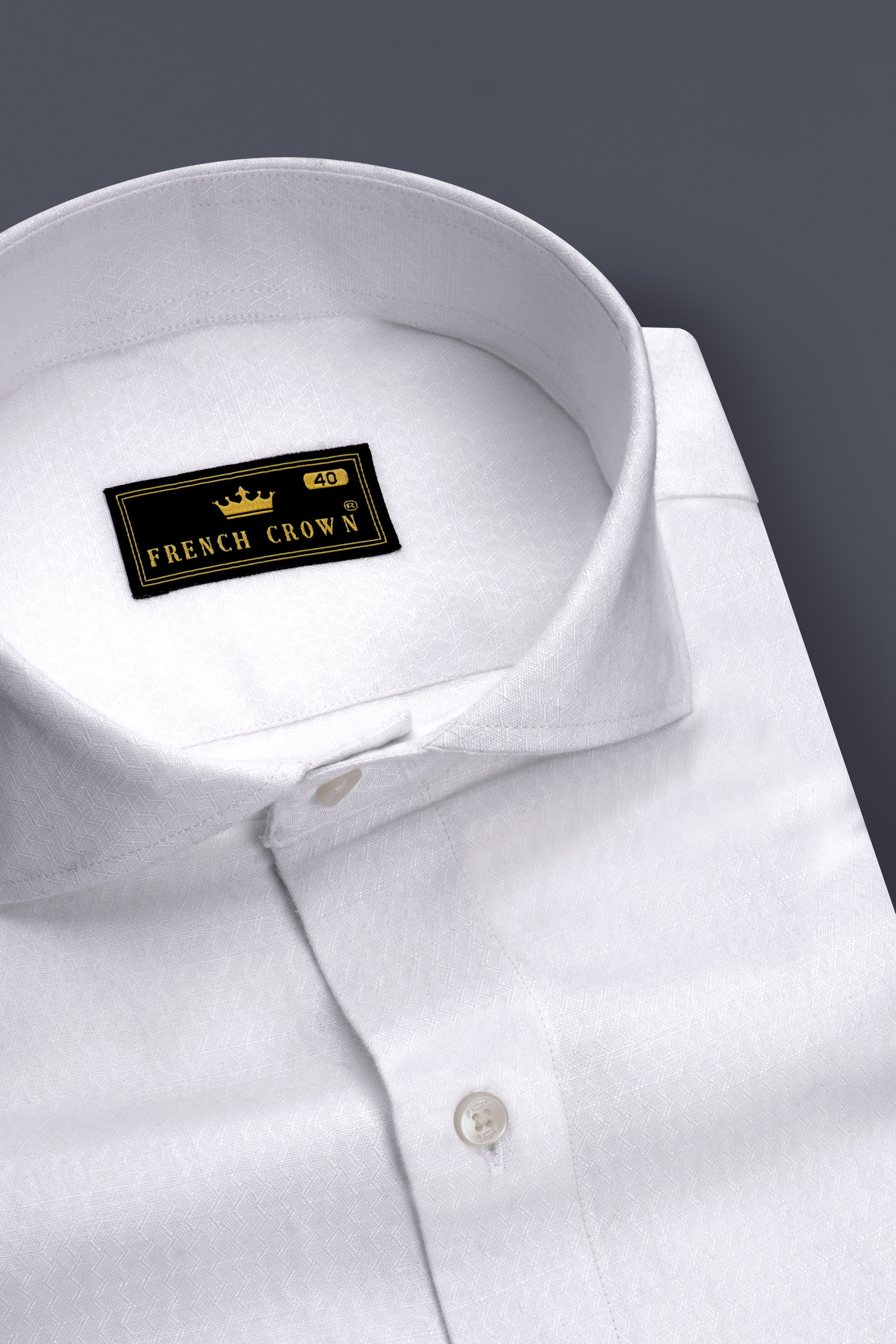 Bright White Textured Luxurious Linen Dress Shirt