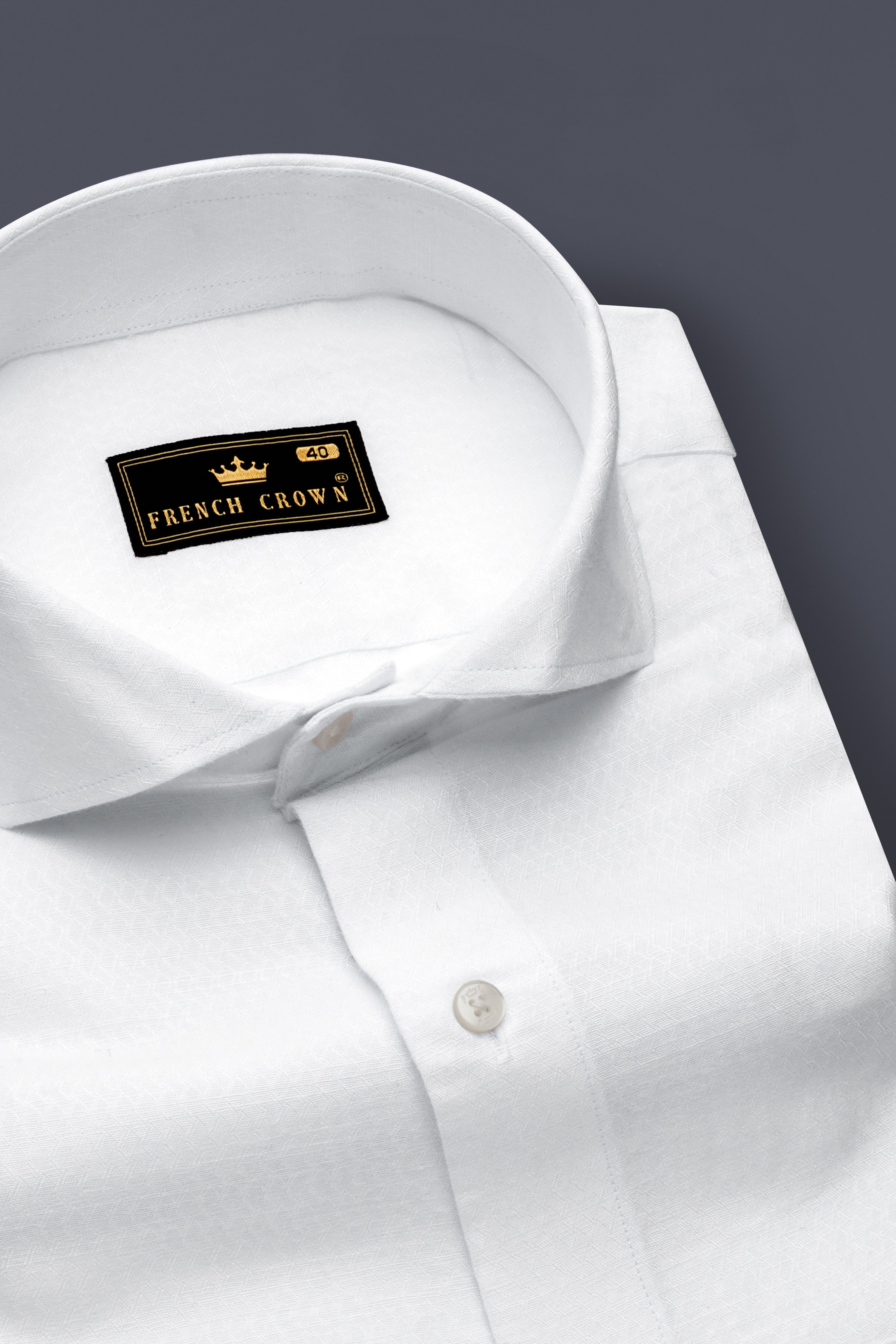 Bright White Textured Luxurious Linen Dress Shirt