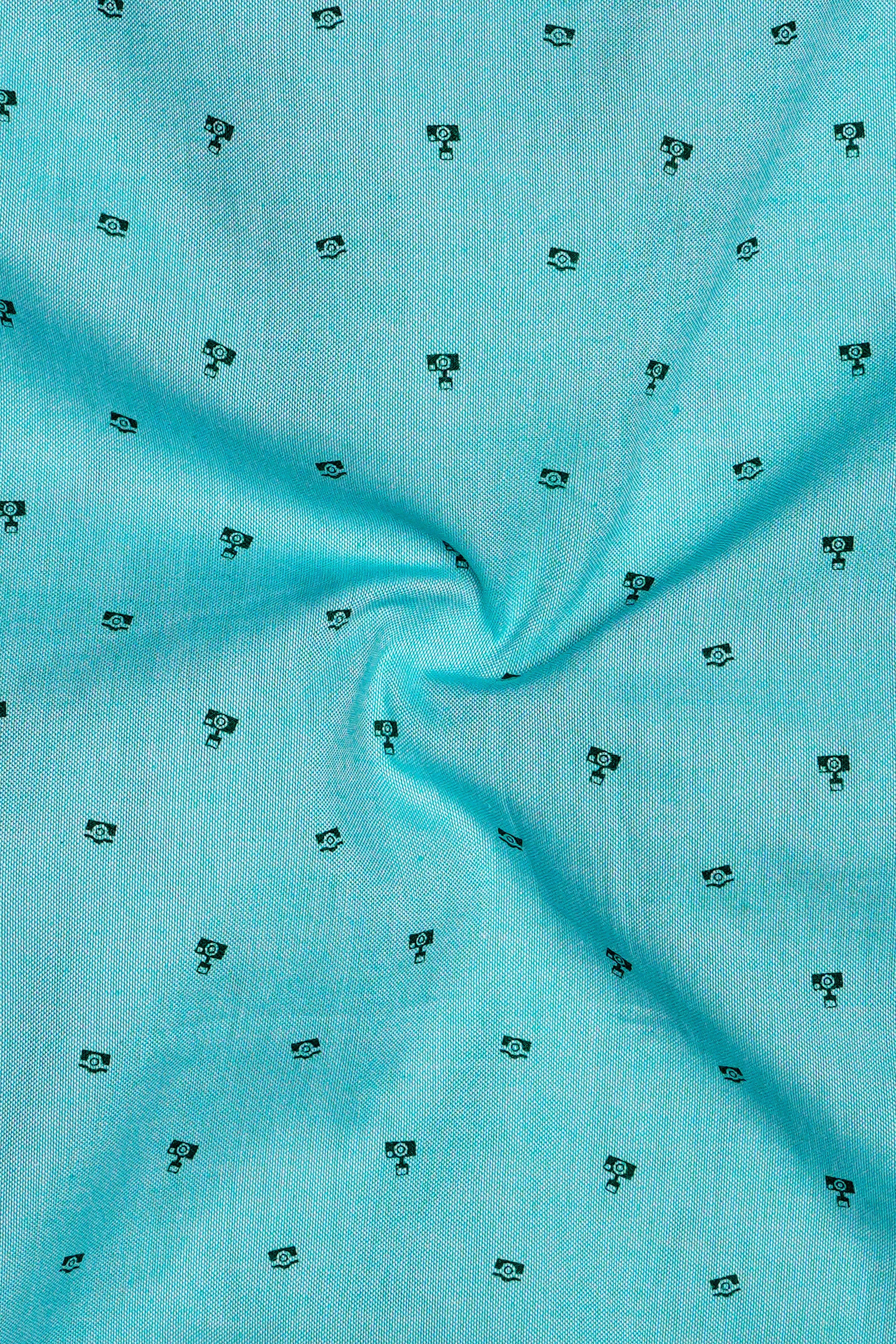 Fountain Blue Printed Oxford Premium Cotton Casual Shirt