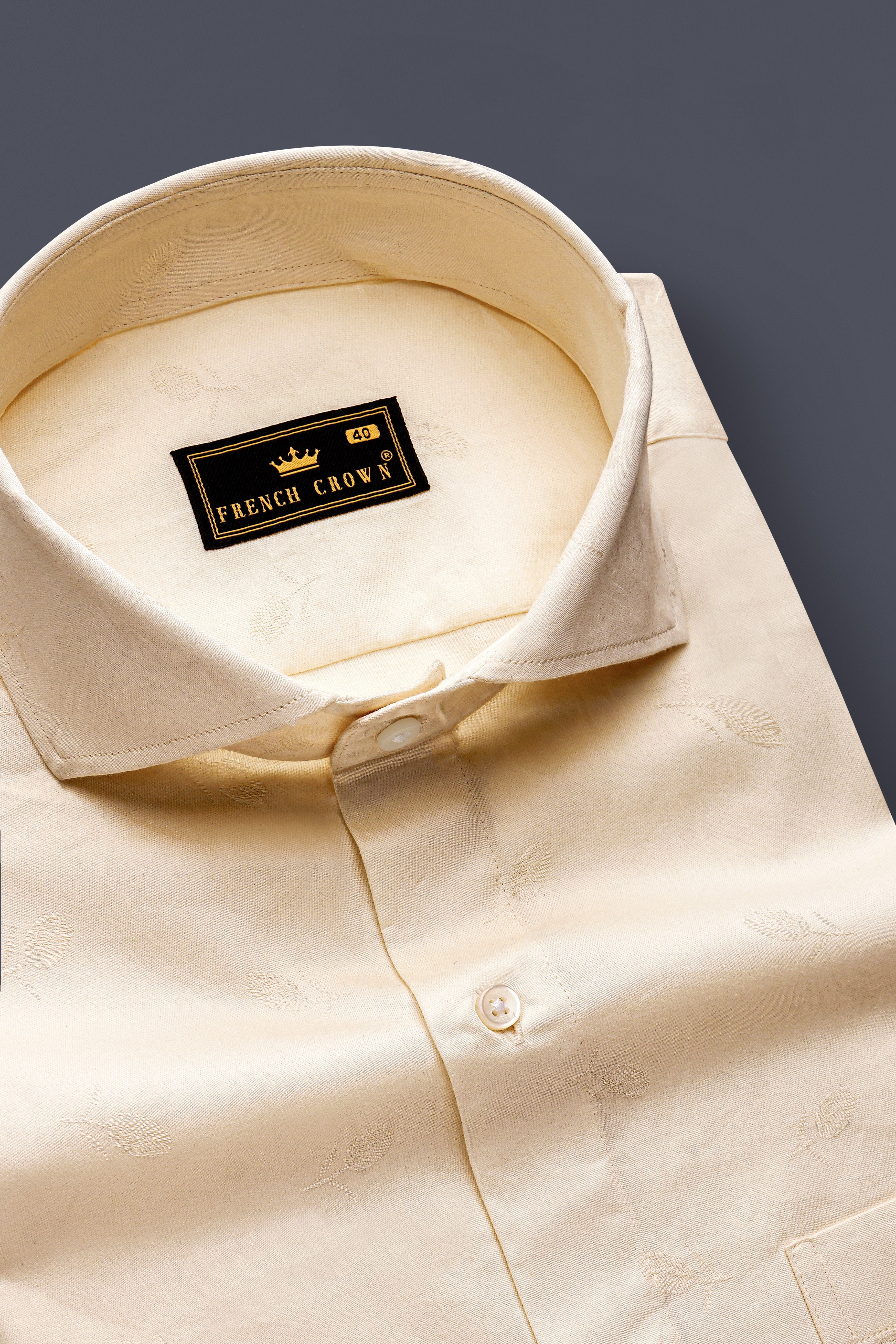 Pavlova Cream Jacquard Textured Premium Cotton Dress Shirt