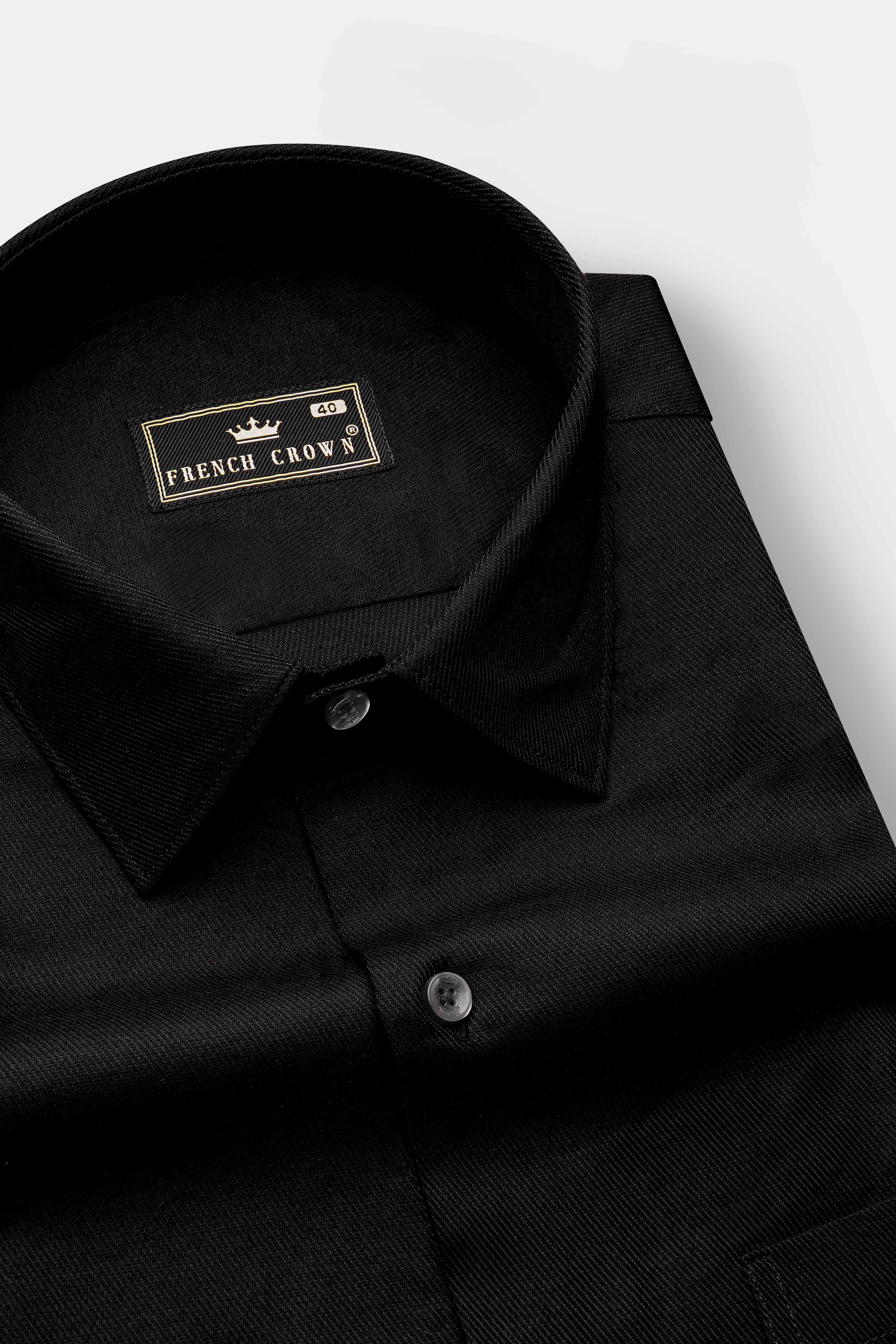 Jade Black Solid Twill Premium Cotton Dress Shirt
