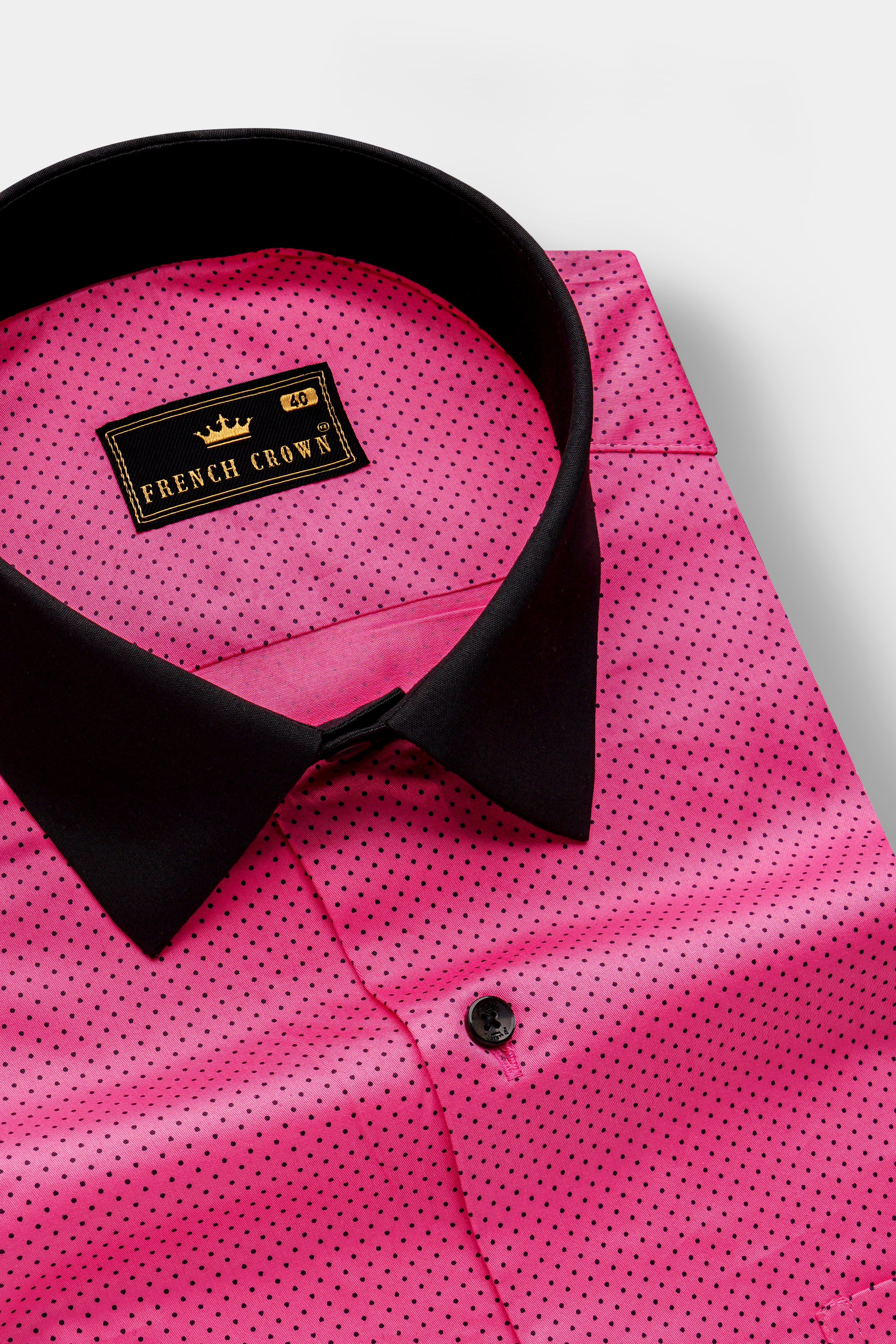 French Rose Dotted Printed Subtle Sheen Super Soft Premium Cotton Casual Shirt