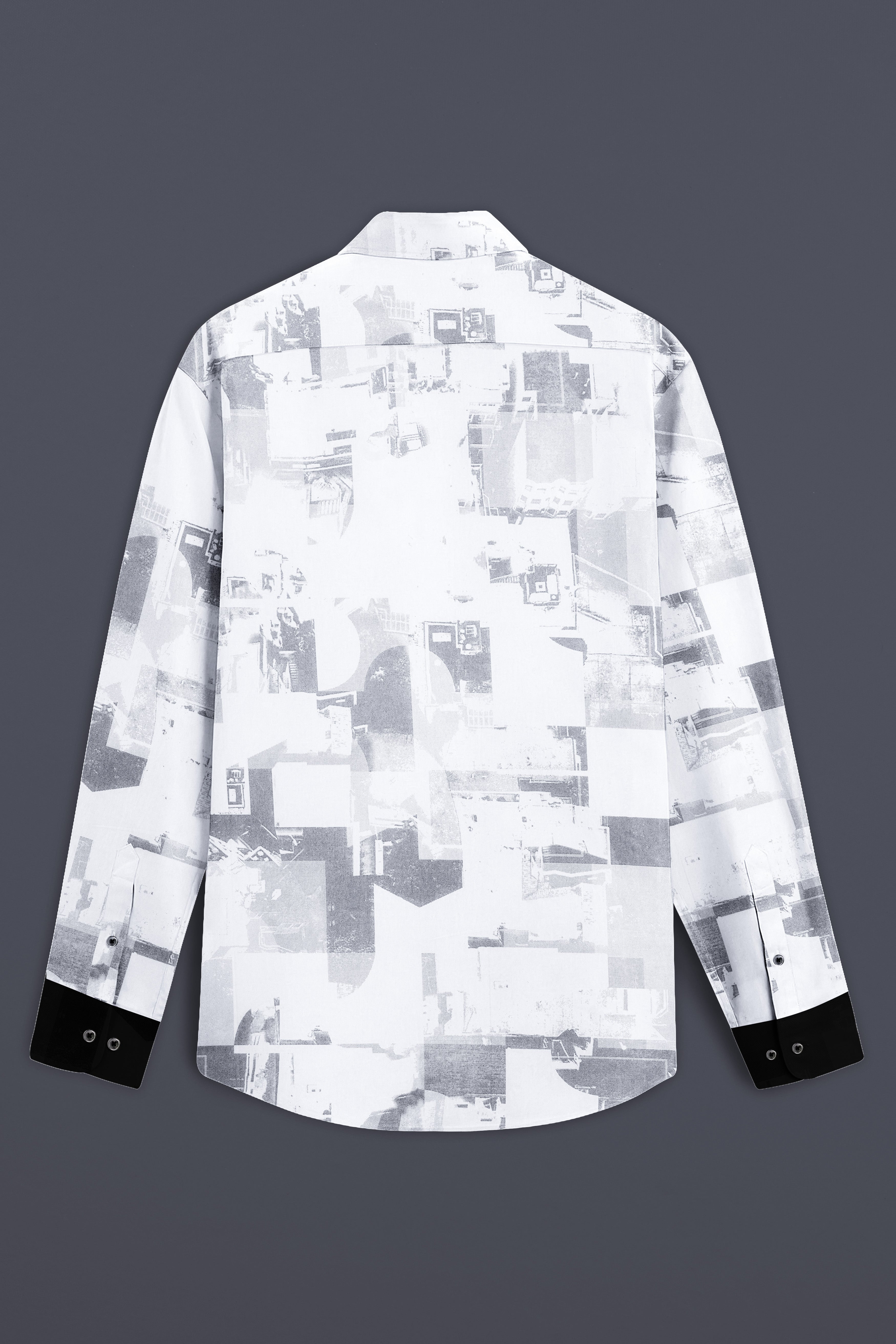 Fedora Gray And Bright White Printed Subtle Sheen Super Soft Premium Cotton Casual Designer Shirt
