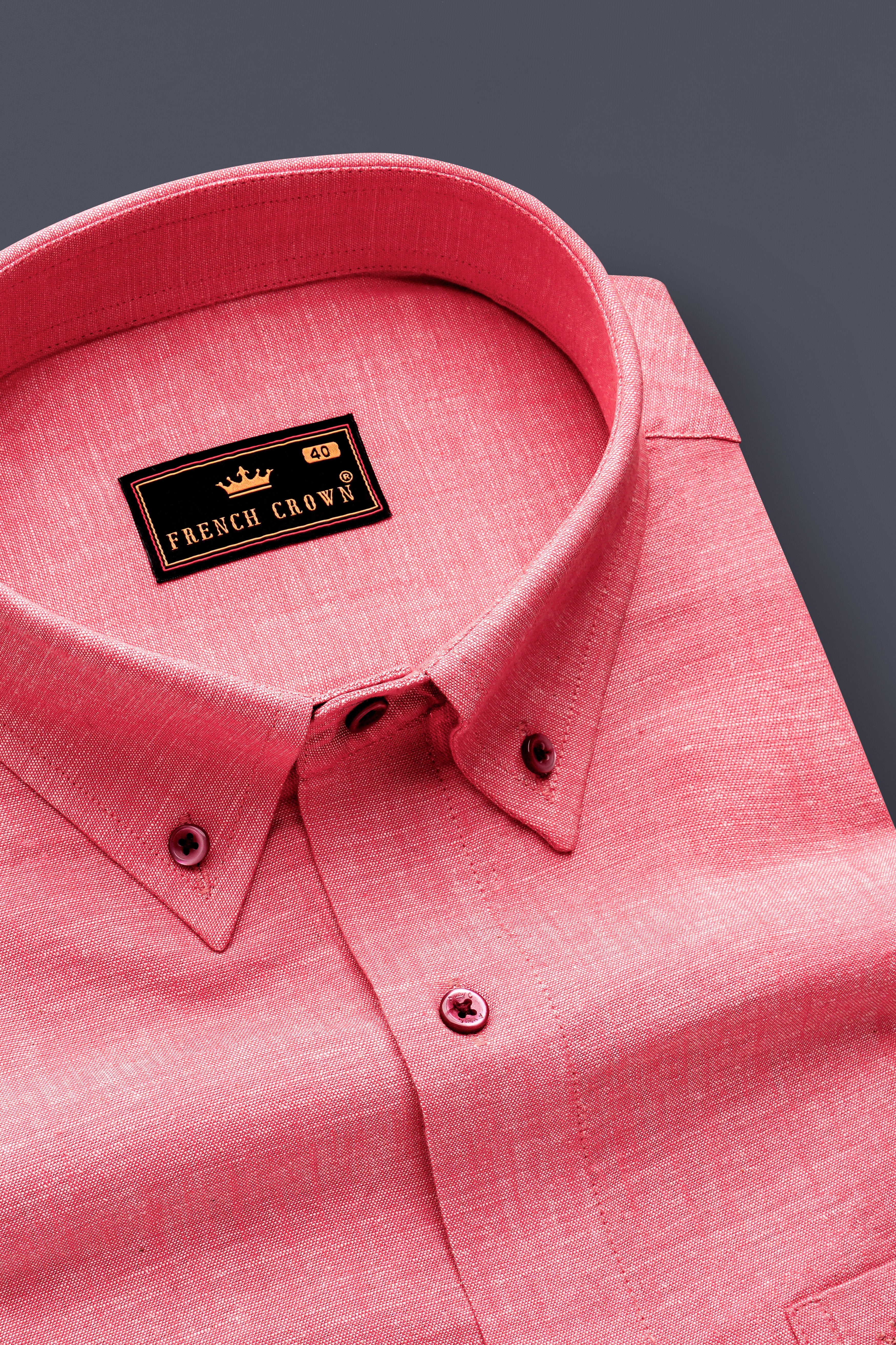 Brink Pink Solid Oxford Premium Cotton Semi Formal Shirt