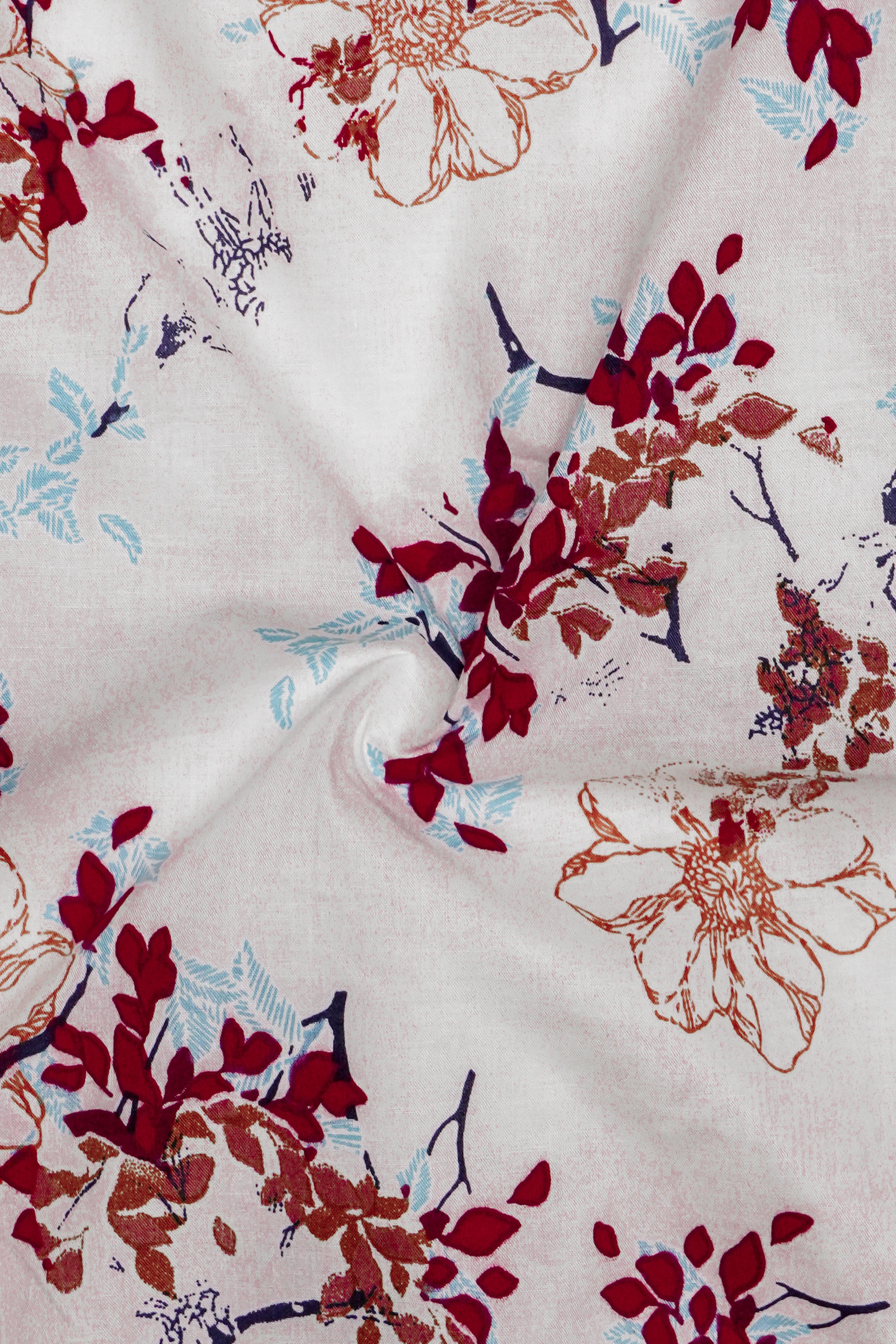 Bright White And Venetian Red Printed Super Soft Premium Cotton Casual Shirt
