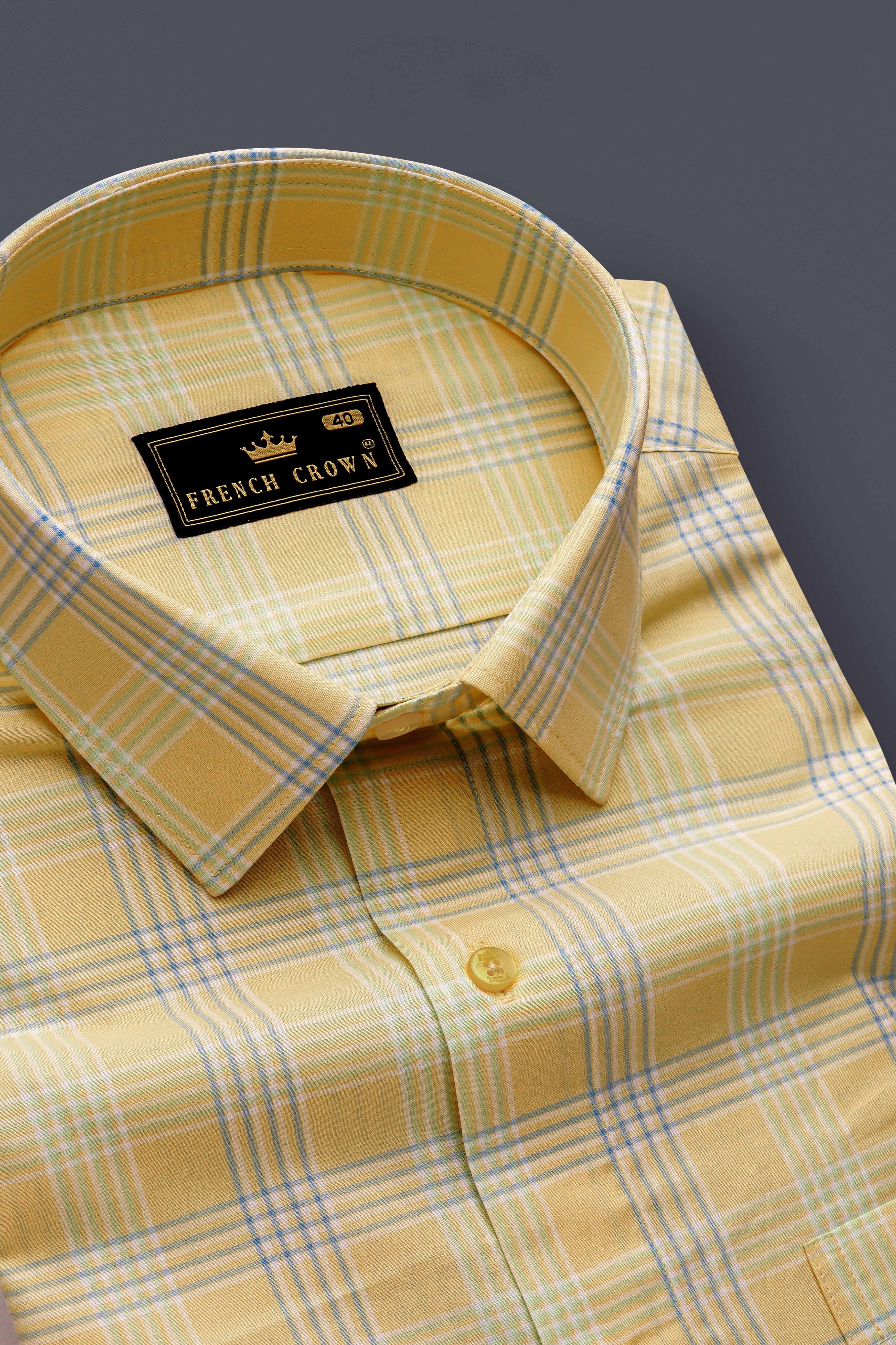 Naples Yellow Plaid Super Soft Premium Cotton Semi Formal Shirt