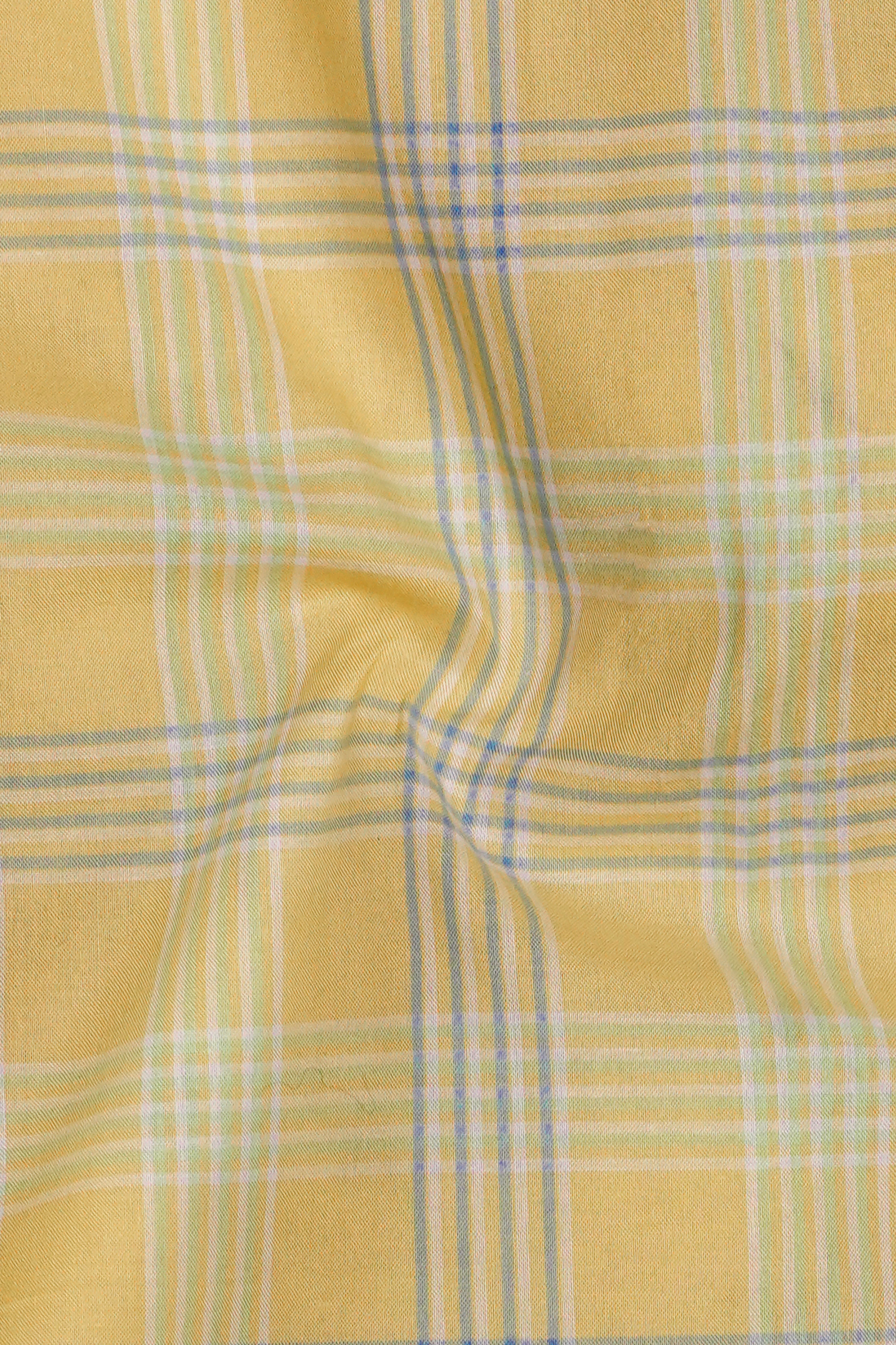 Naples Yellow Plaid Super Soft Premium Cotton Semi Formal Shirt