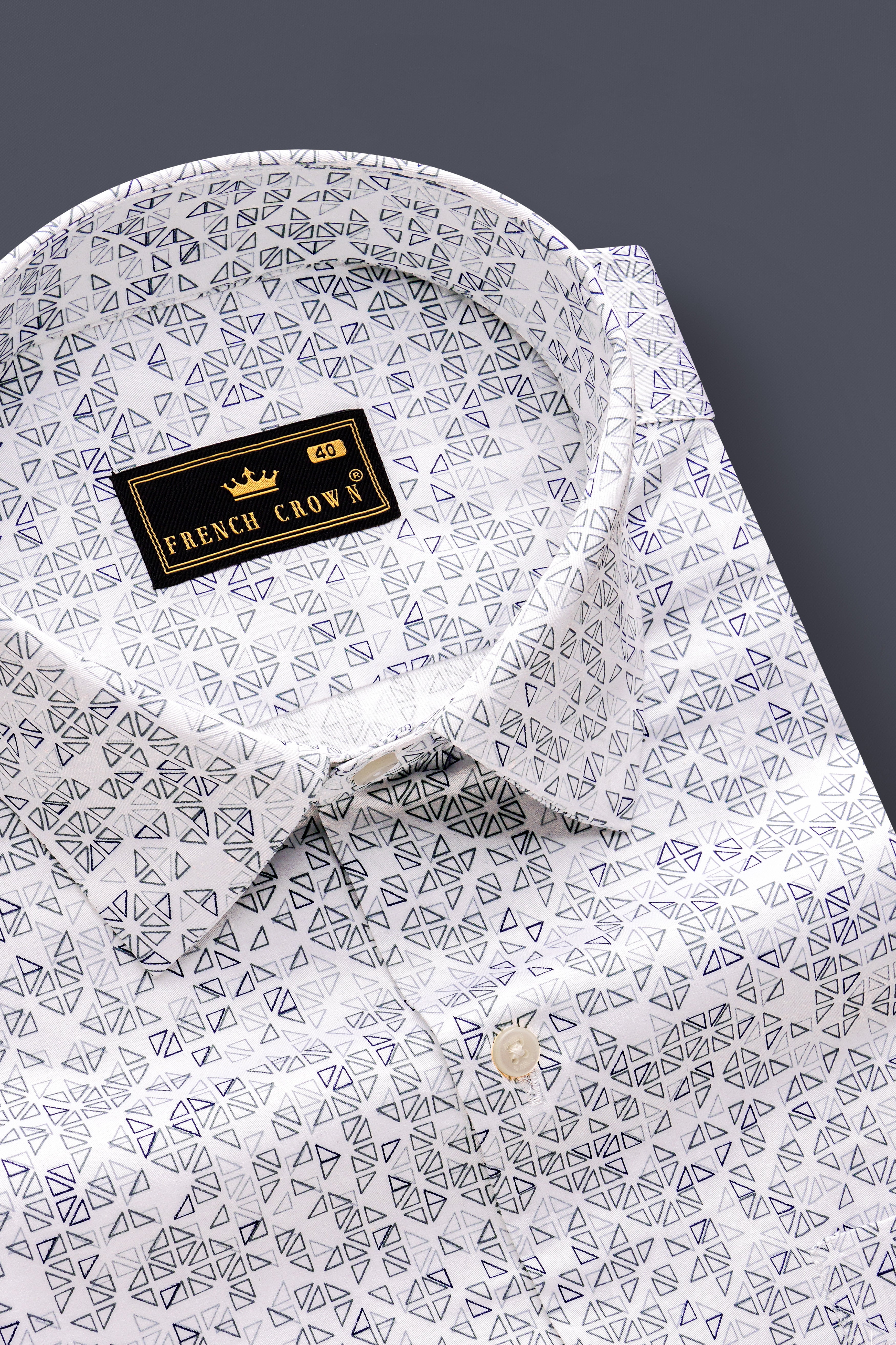 Bright White Printed Subtle Sheen Super Soft Premium Cotton Semi Formal Shirt