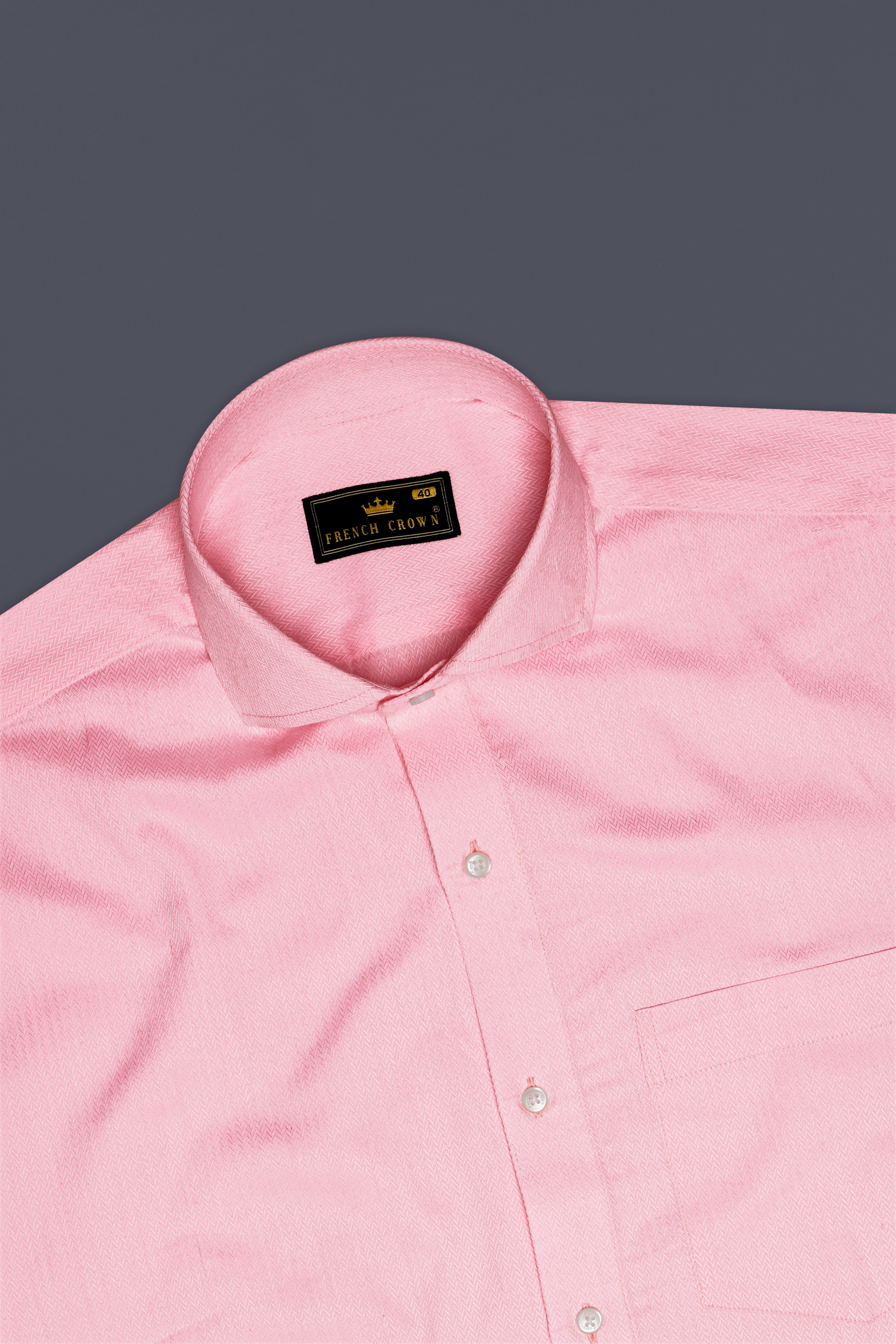Gizellea-Cavern Pink Dobby Textured Premium Giza Cotton Dress Shirt