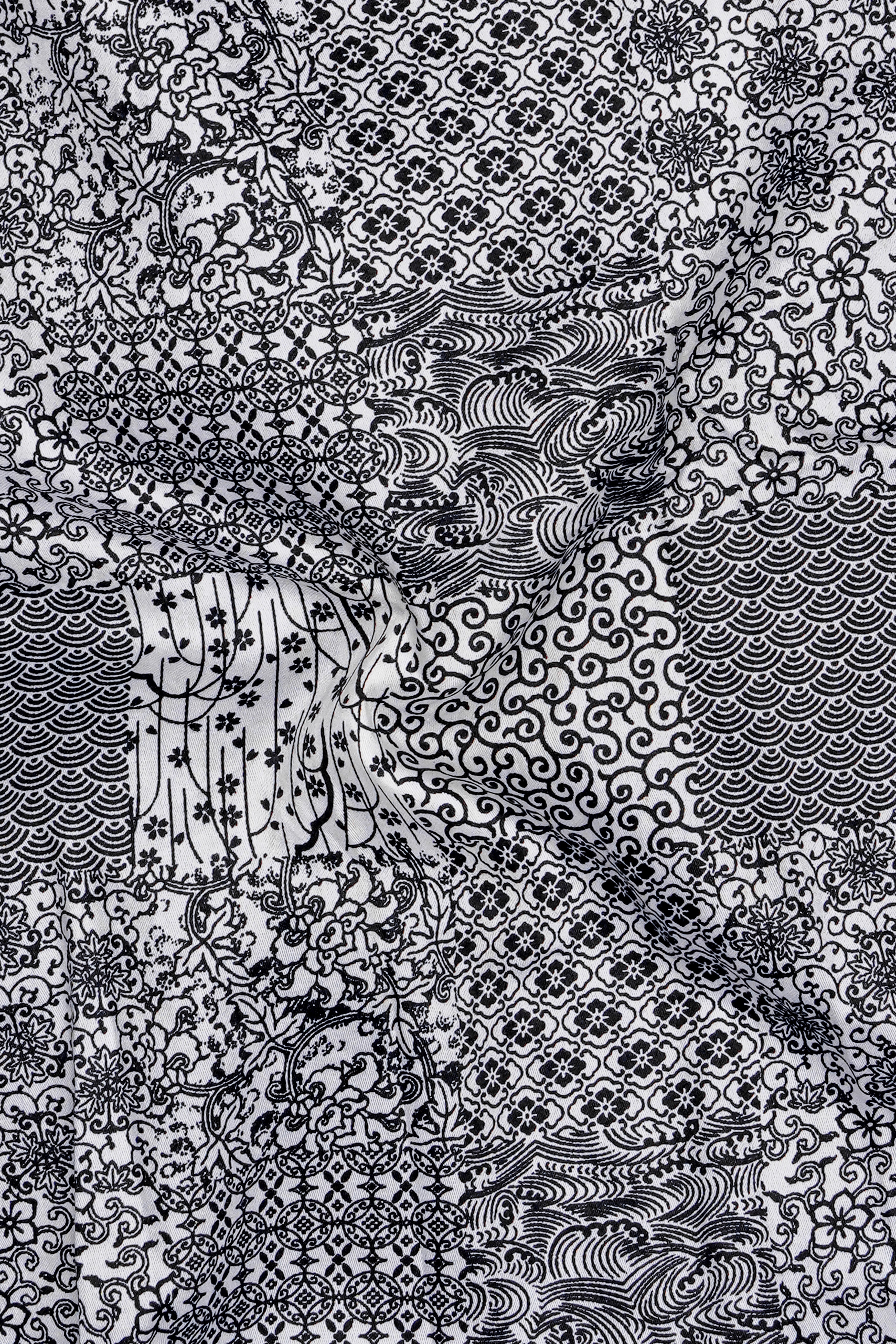 Jade Black And Bright White Printed Subtle Sheen Super Soft Premium Cotton Casual Shirt