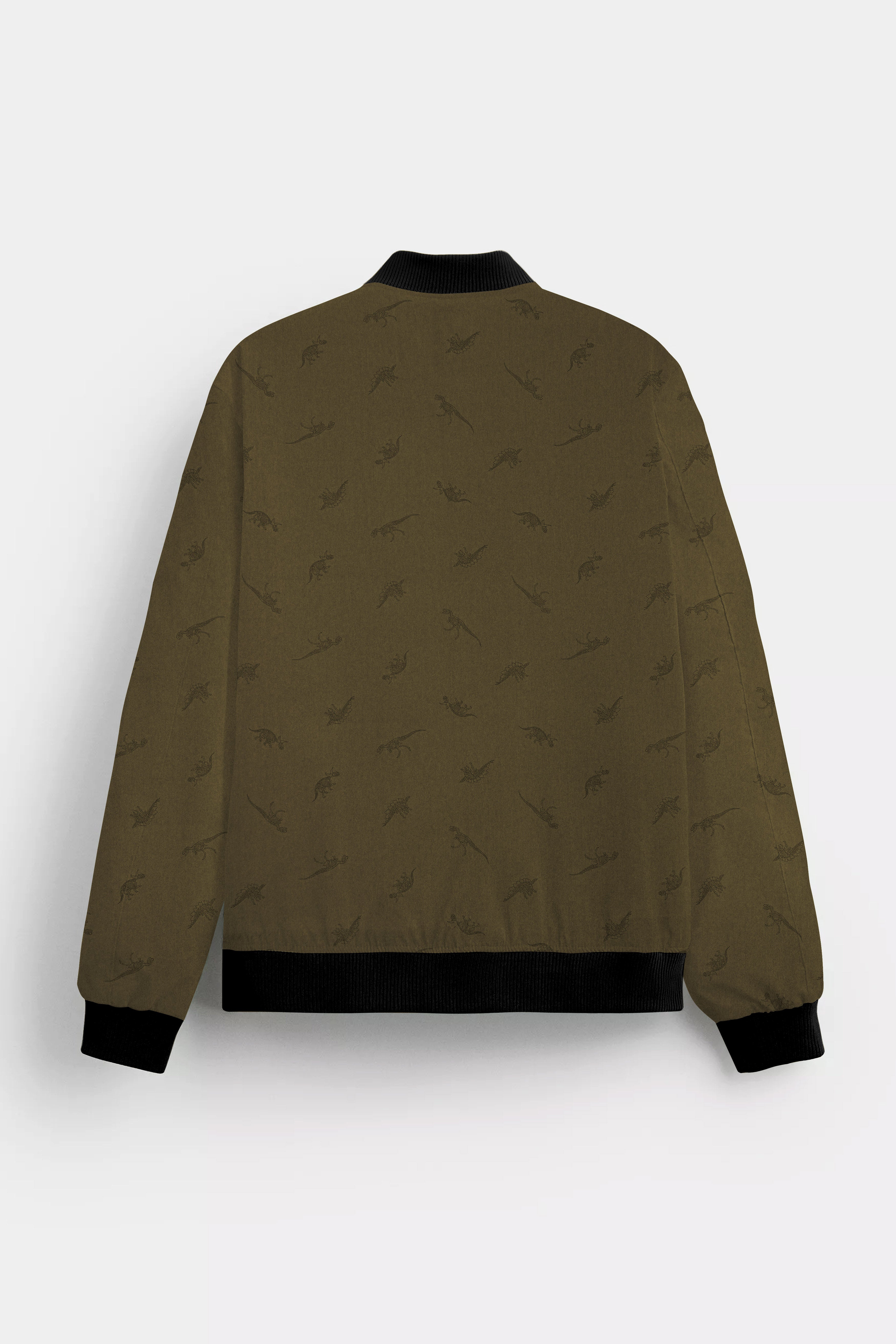 Prehistoric-Hemlock Green Dinosaur Printed Premium Cotton Bomber Jacket