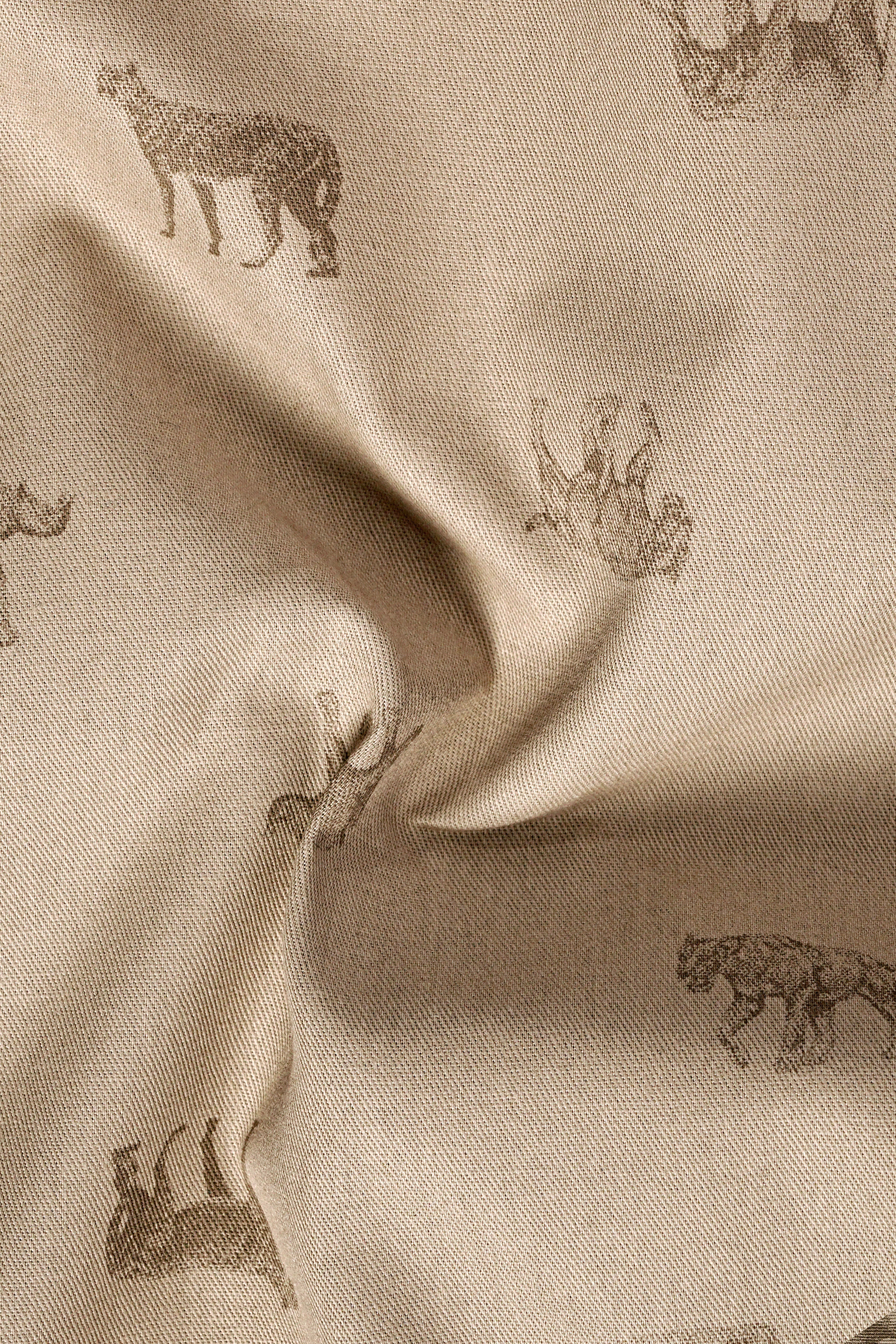 Ivory Wild-Vanilla Cream Animal Printed Premium Cotton Bomber Jacket