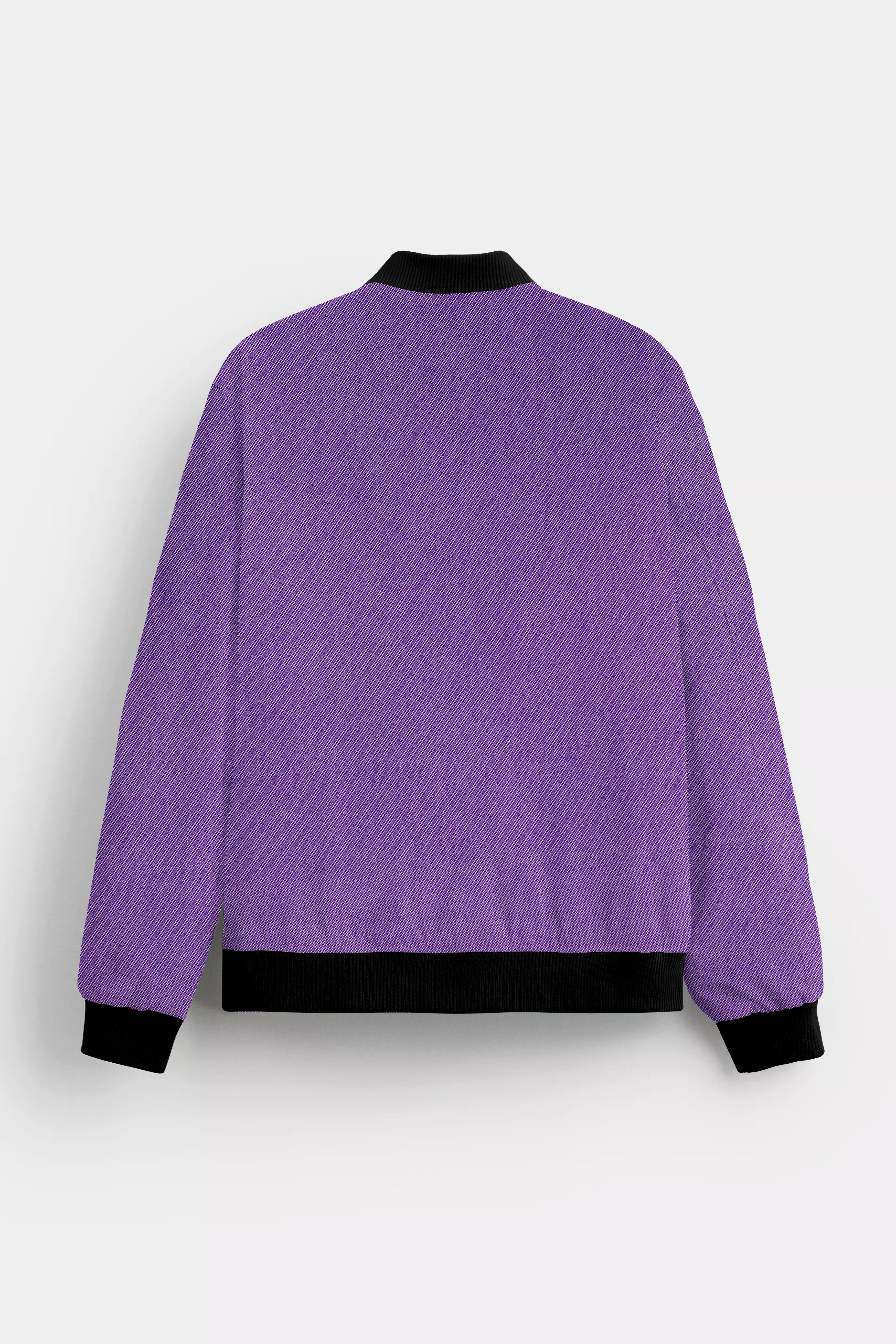 Minsk Purple Textured Premium Cotton Bomber Jacket