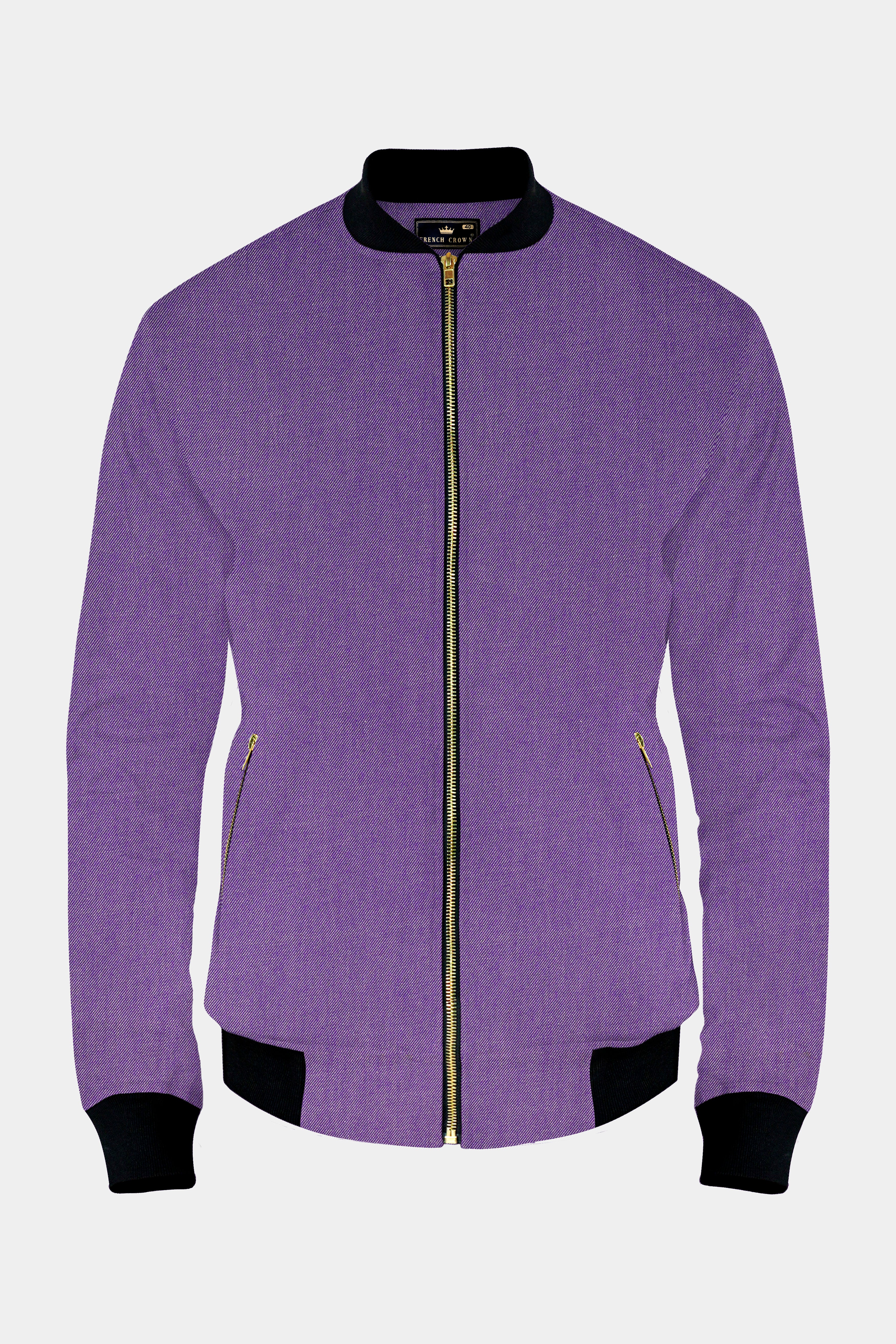 Minsk Purple Textured Premium Cotton Bomber Jacket