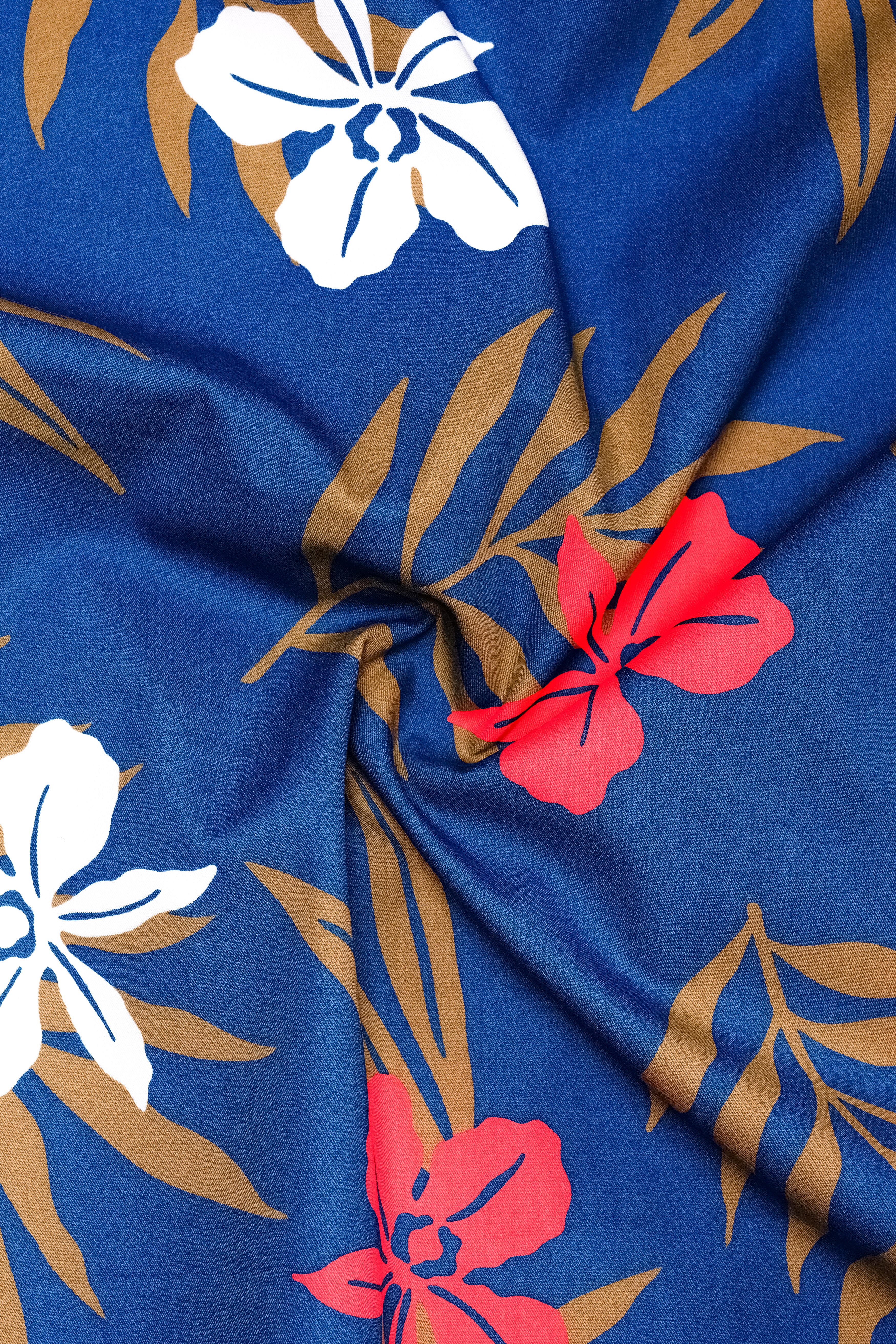 Venice Blue Floral Printed Premium Cotton Bomber Jacket