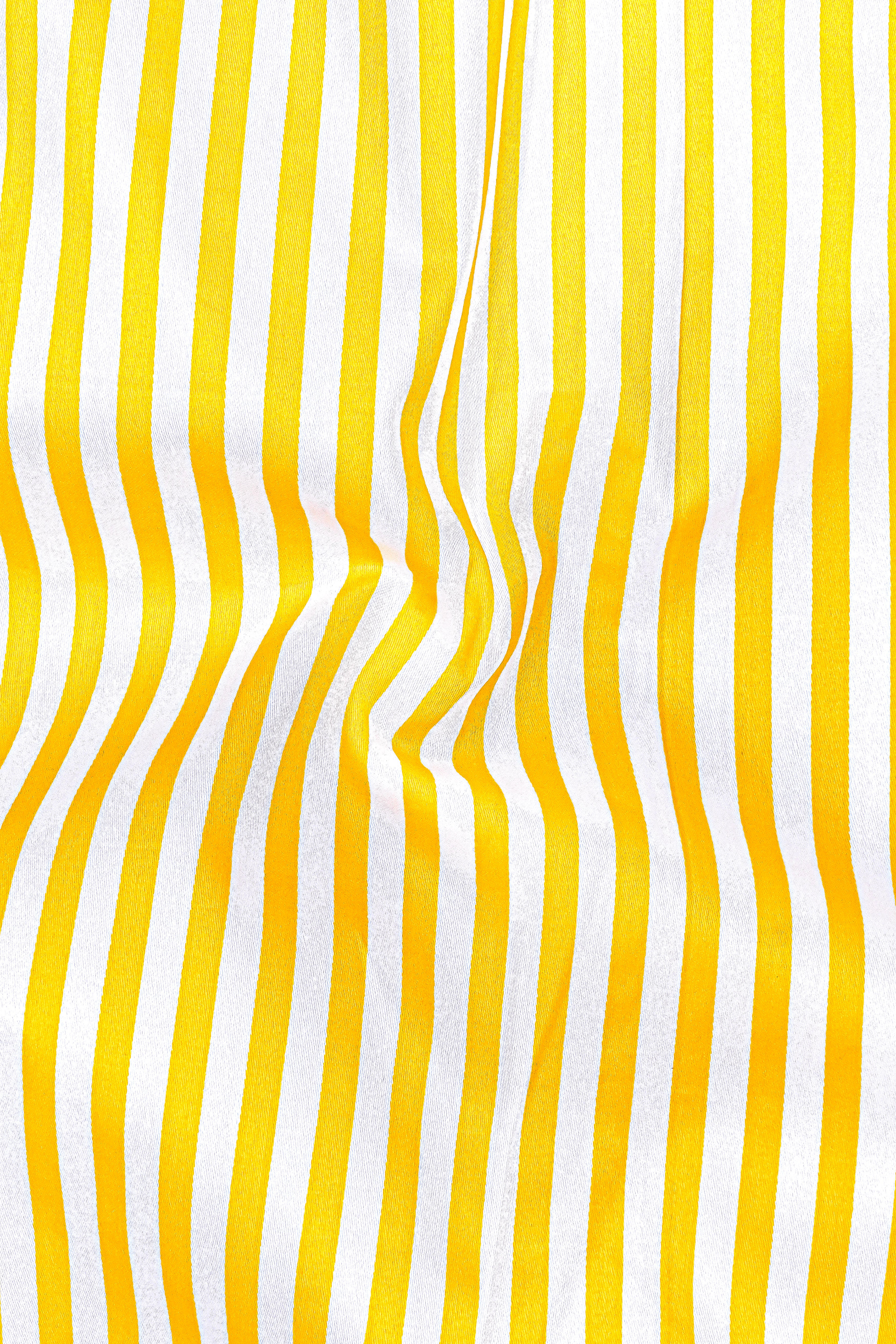Aurisel-Koromiko Yellow And Bright White Striped Super Soft Premium Cotton Formal White Cuff Collar Shirt